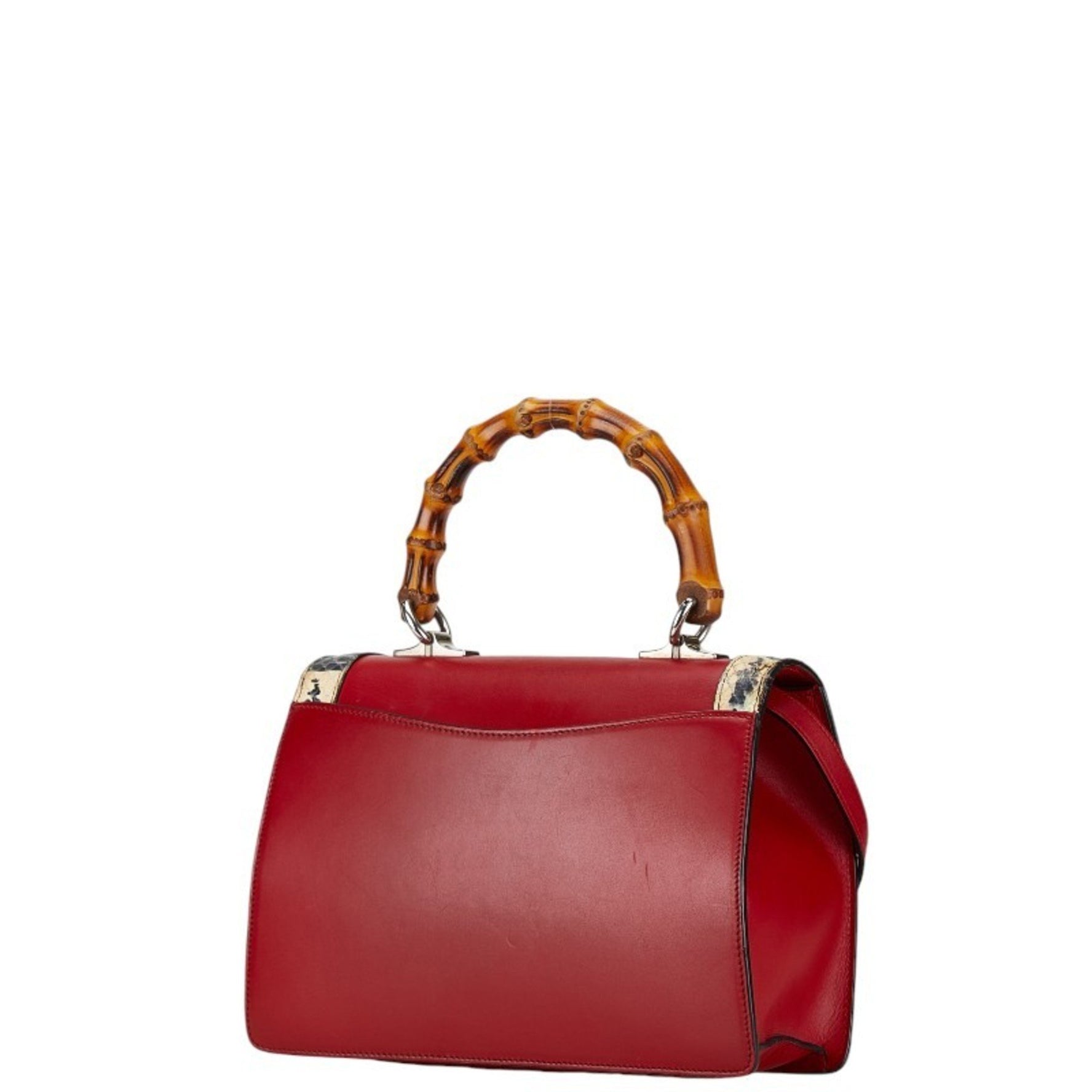 Gucci Bamboo Lilith Coral Snake Handbag Shoulder Bag Red Leather