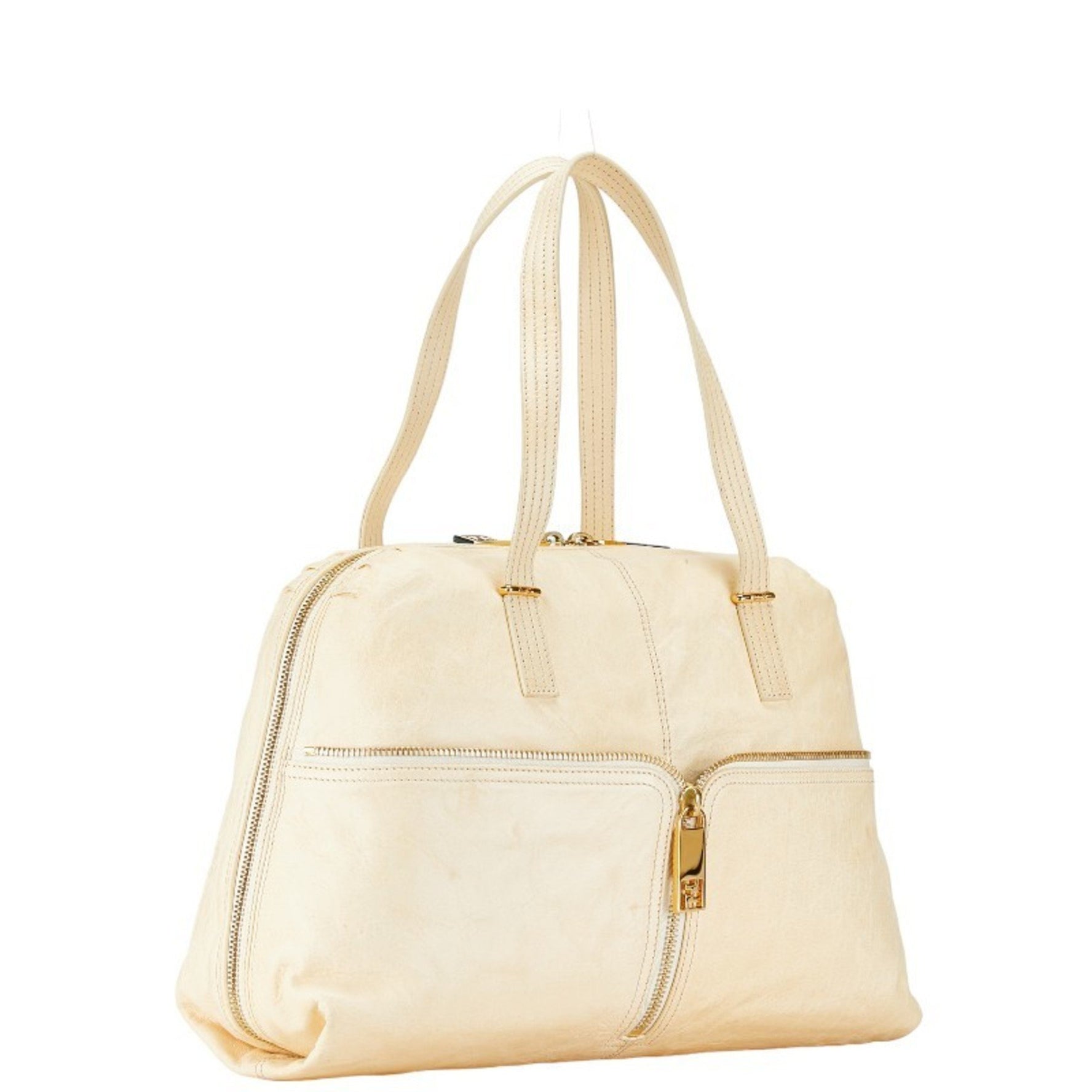 FENDI ZUCCA Unzipped Tote Bag Shoulder Leather