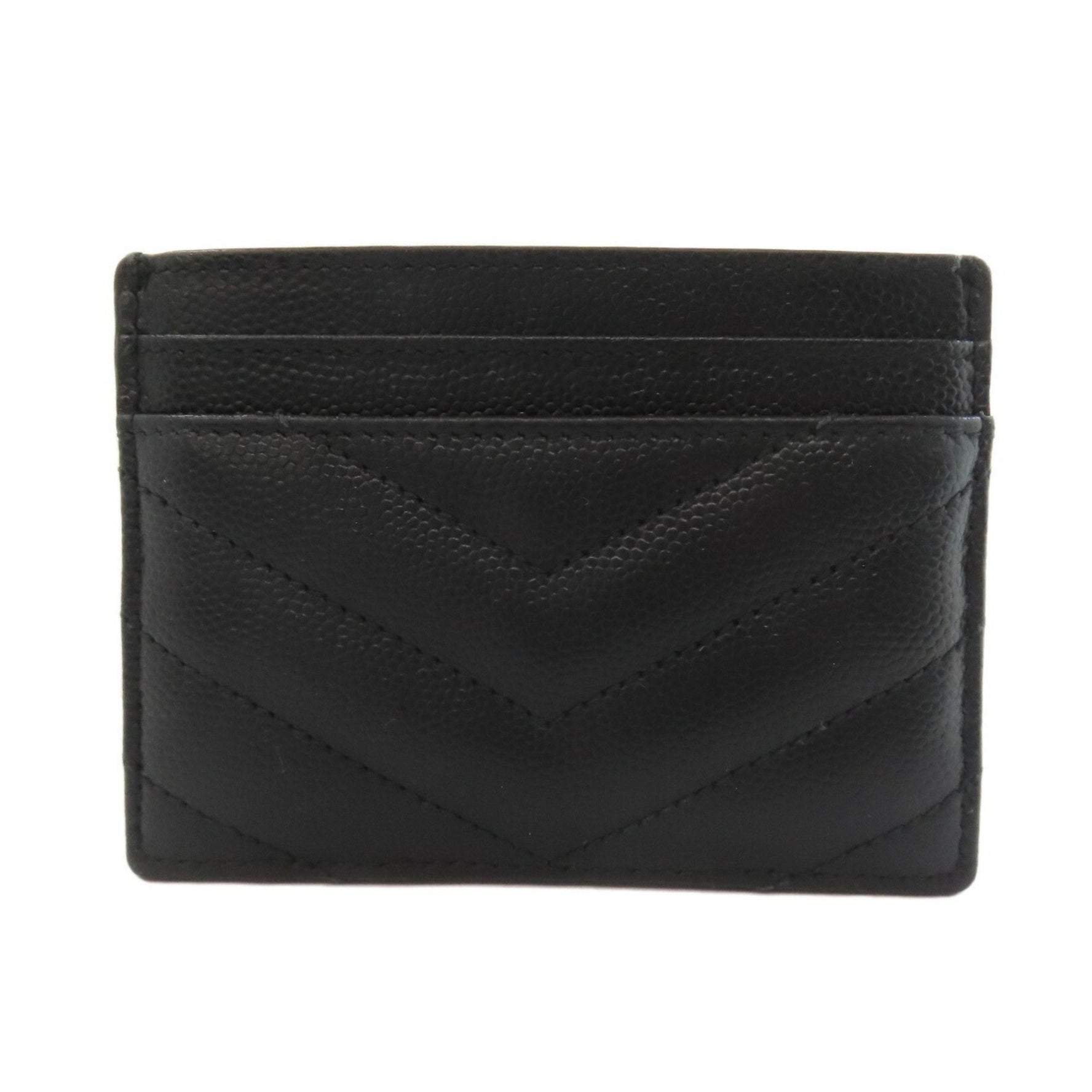 Saint Laurent V-stitch card case in calfskin .