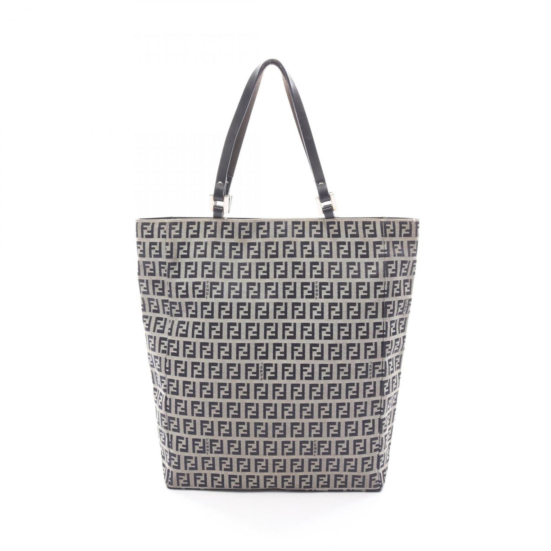 Fendi Zucchino Tote Bag, Canvas and Leather, Beige Navy