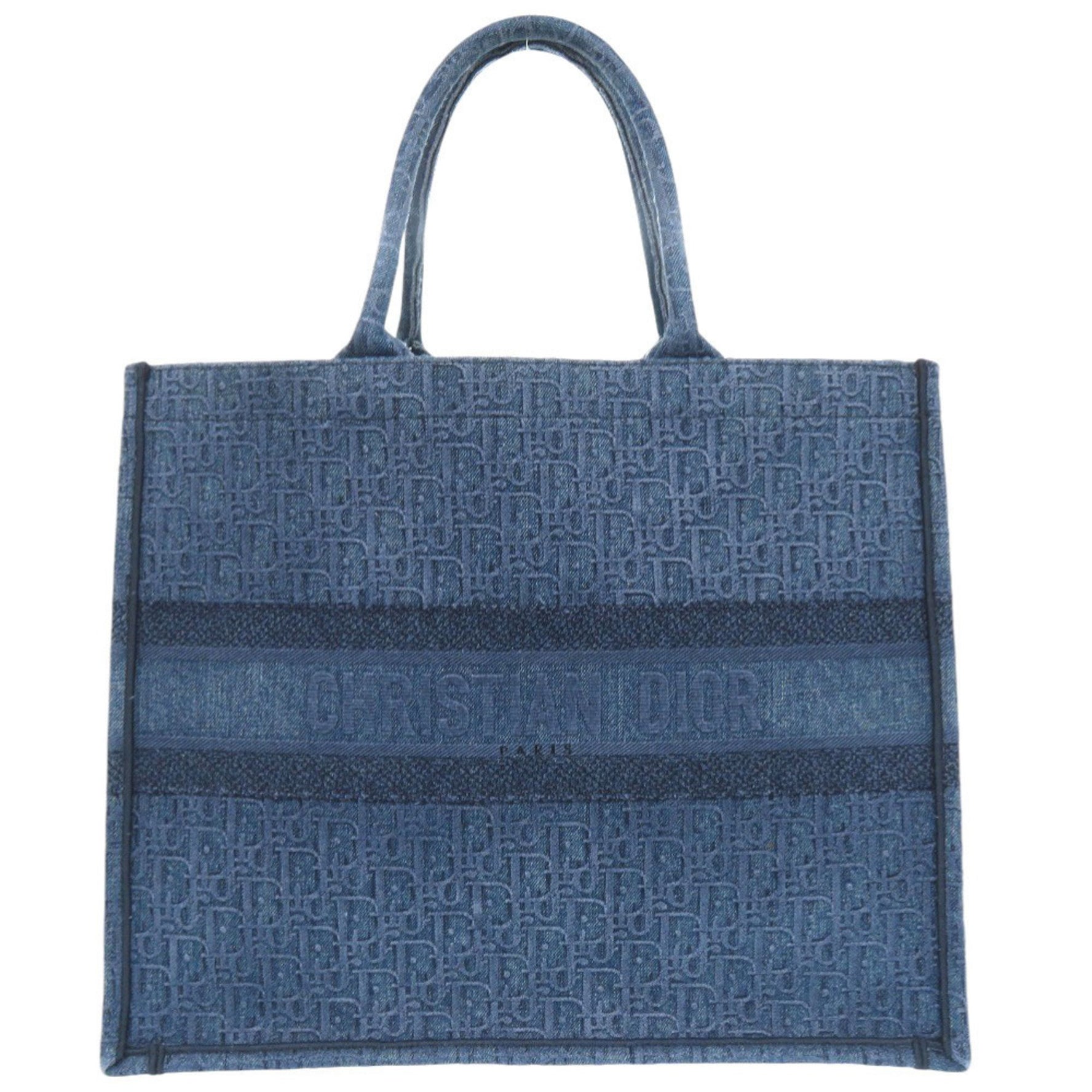 Christian Dior Oblique Book Tote Large Denim Bag 0150