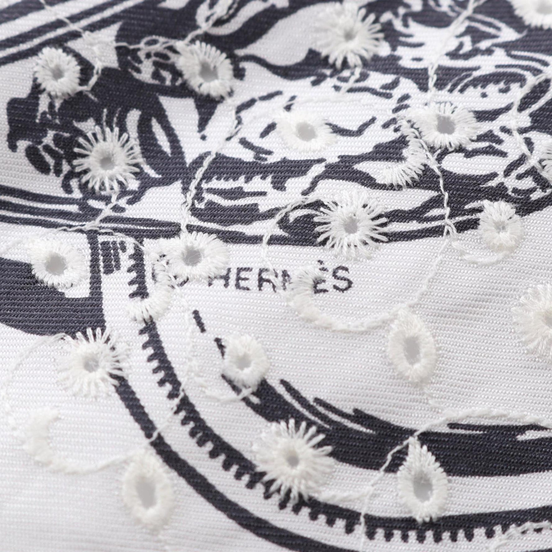 Hermès HERMES Carré 70 English Embroidery BRIDES de GALA en Desordre Silk Scarf White and Black