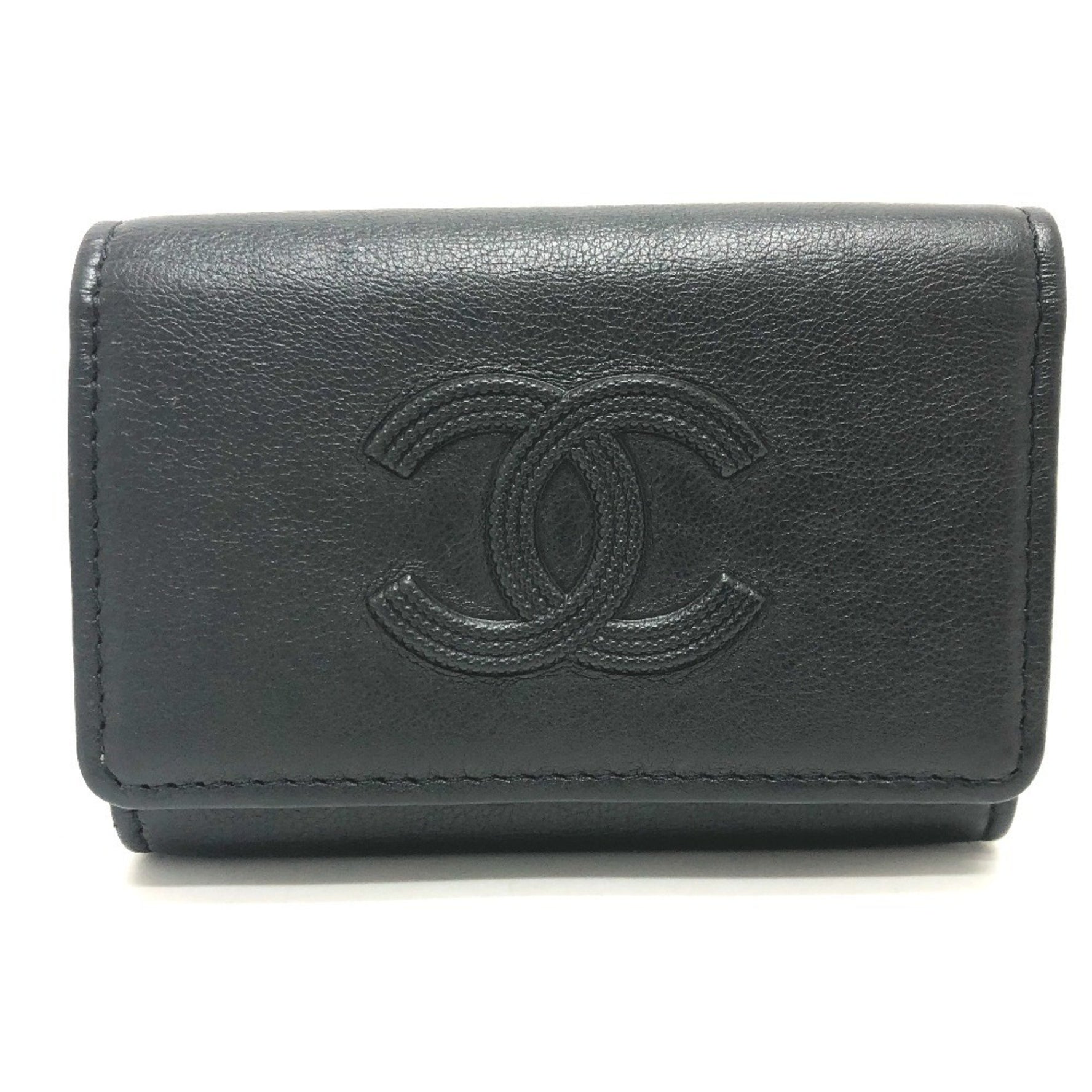 CHANEL Coco Mark key case, leather, black