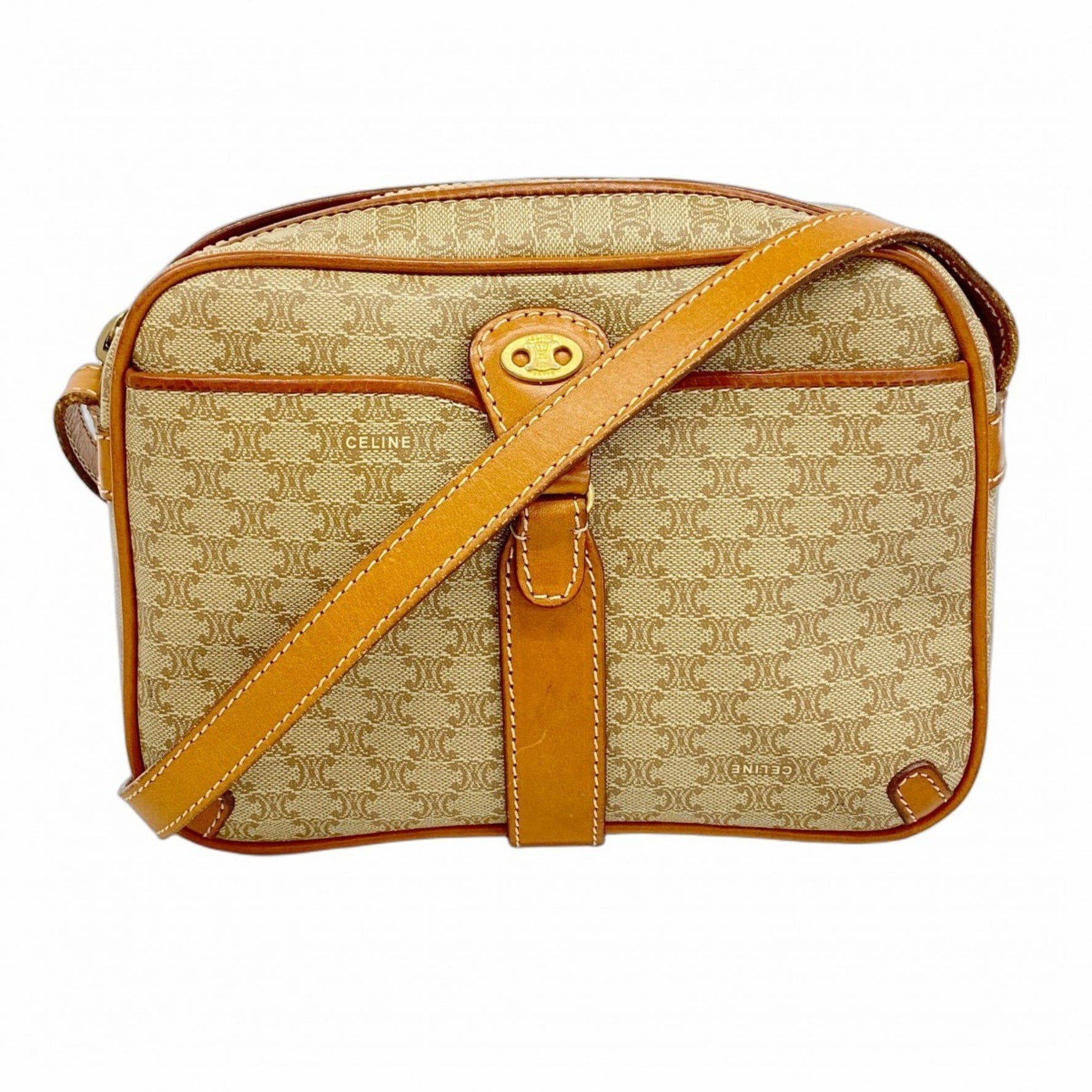 Celine Shoulder Bag Macadam Beige Light Brown