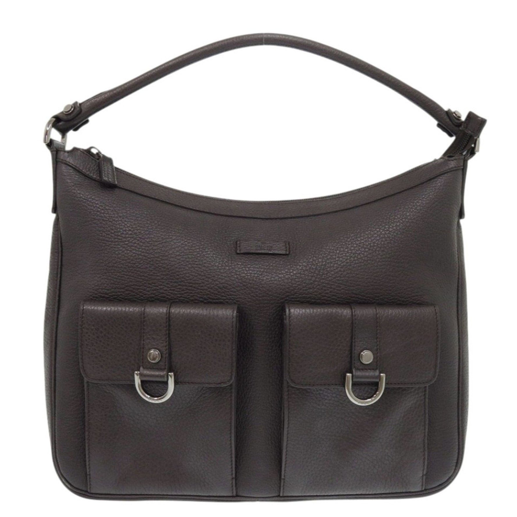 Gucci One-Shoulder Bag Leather Dark Brown Handbag 1175