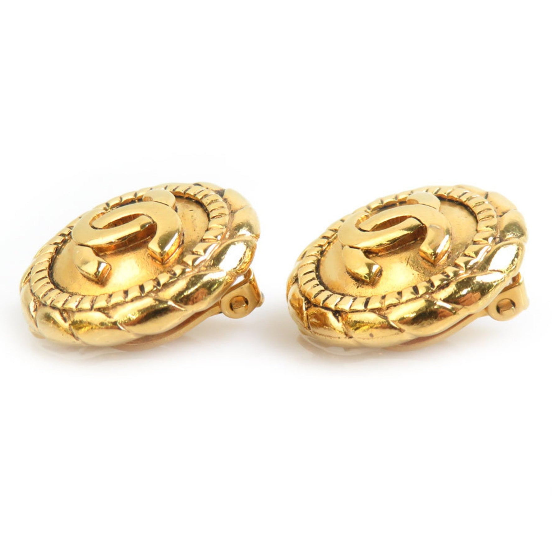 CHANEL Coco Mark Metal Earrings