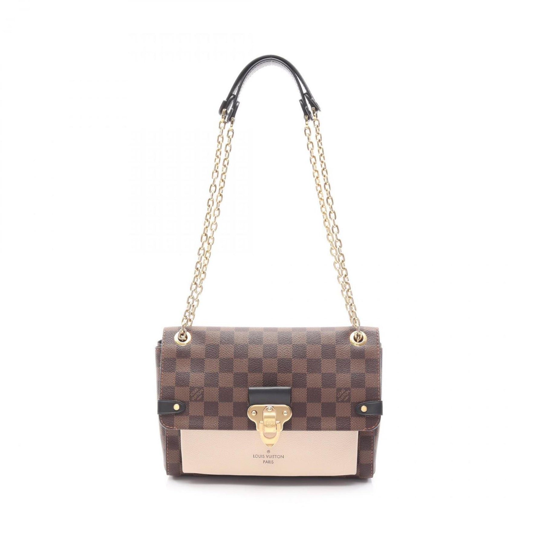 Louis Vuitton Vavin PM Shoulder Bag, Coated Canvas, Leather, Damier, Brown, Ivory, Black