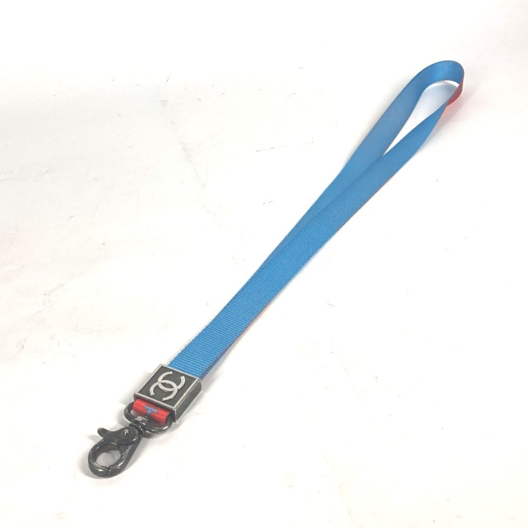 CHANEL CC Coco Mark Necklace Strap Nylon Canvas Blue