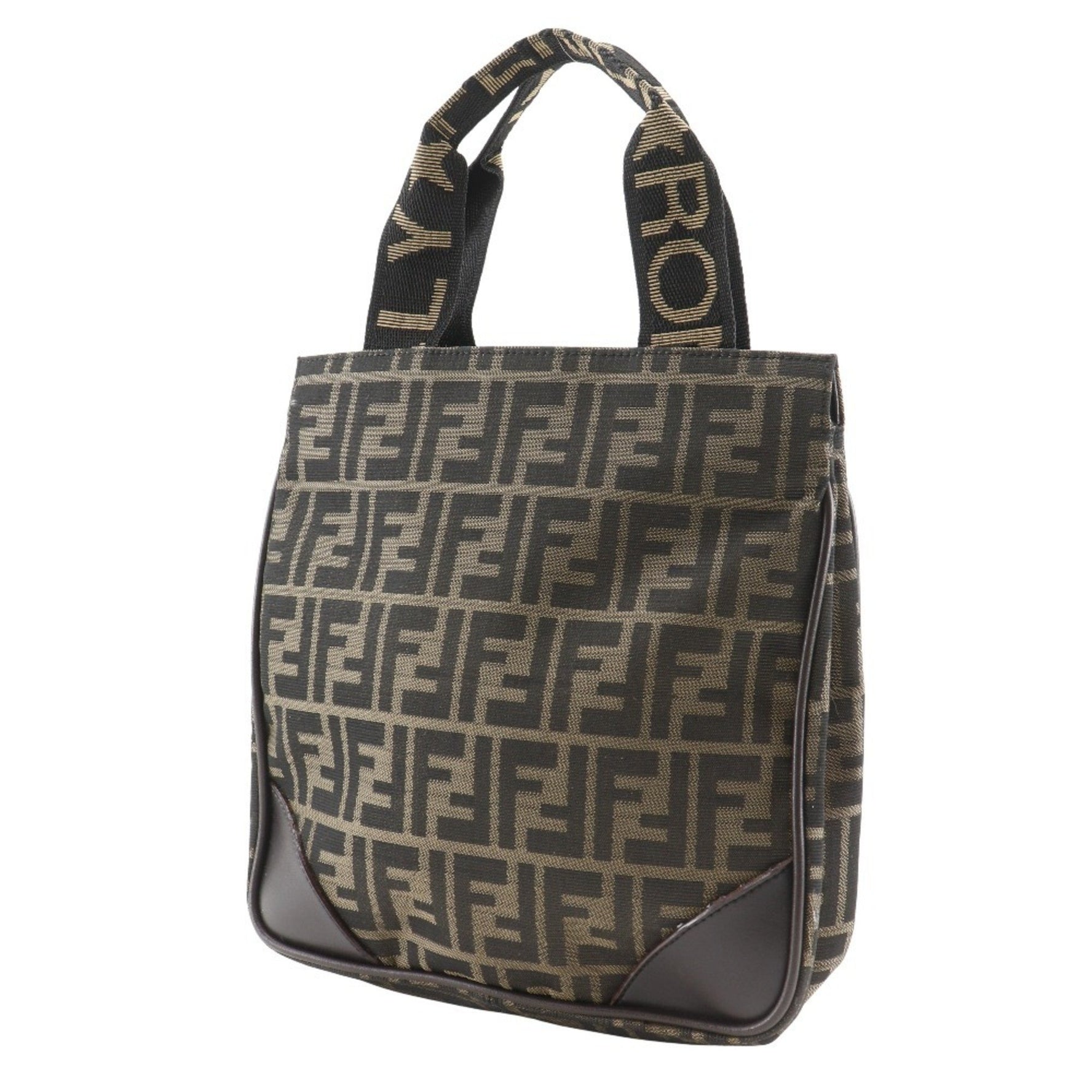 FENDI Mini Tote Handbag, Zucca Pattern, Nylon Canvas, Size