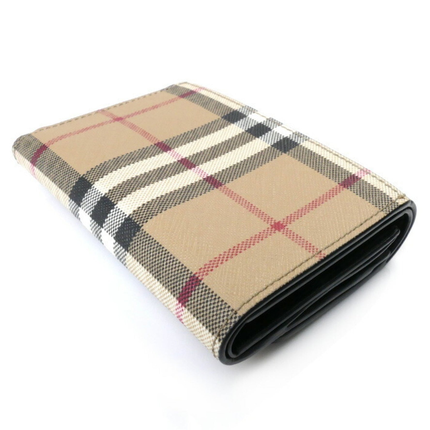 BURBERRY Lancaster Tri-fold Wallet Black Beige