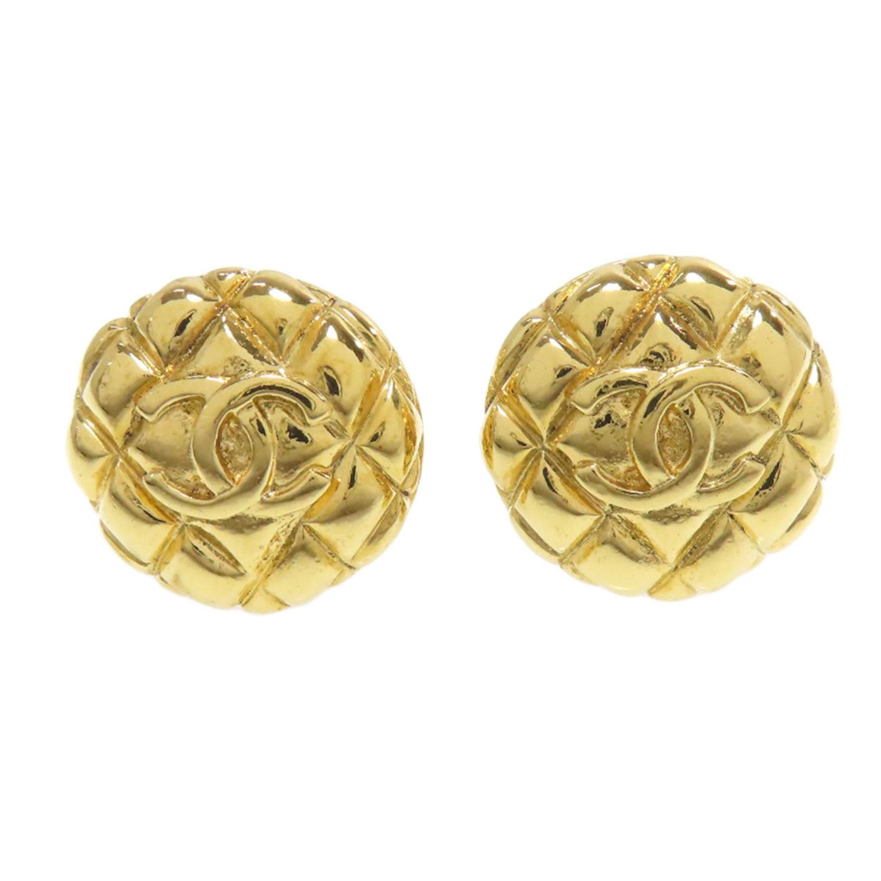 CHANEL Matelasse Coco Button Earrings