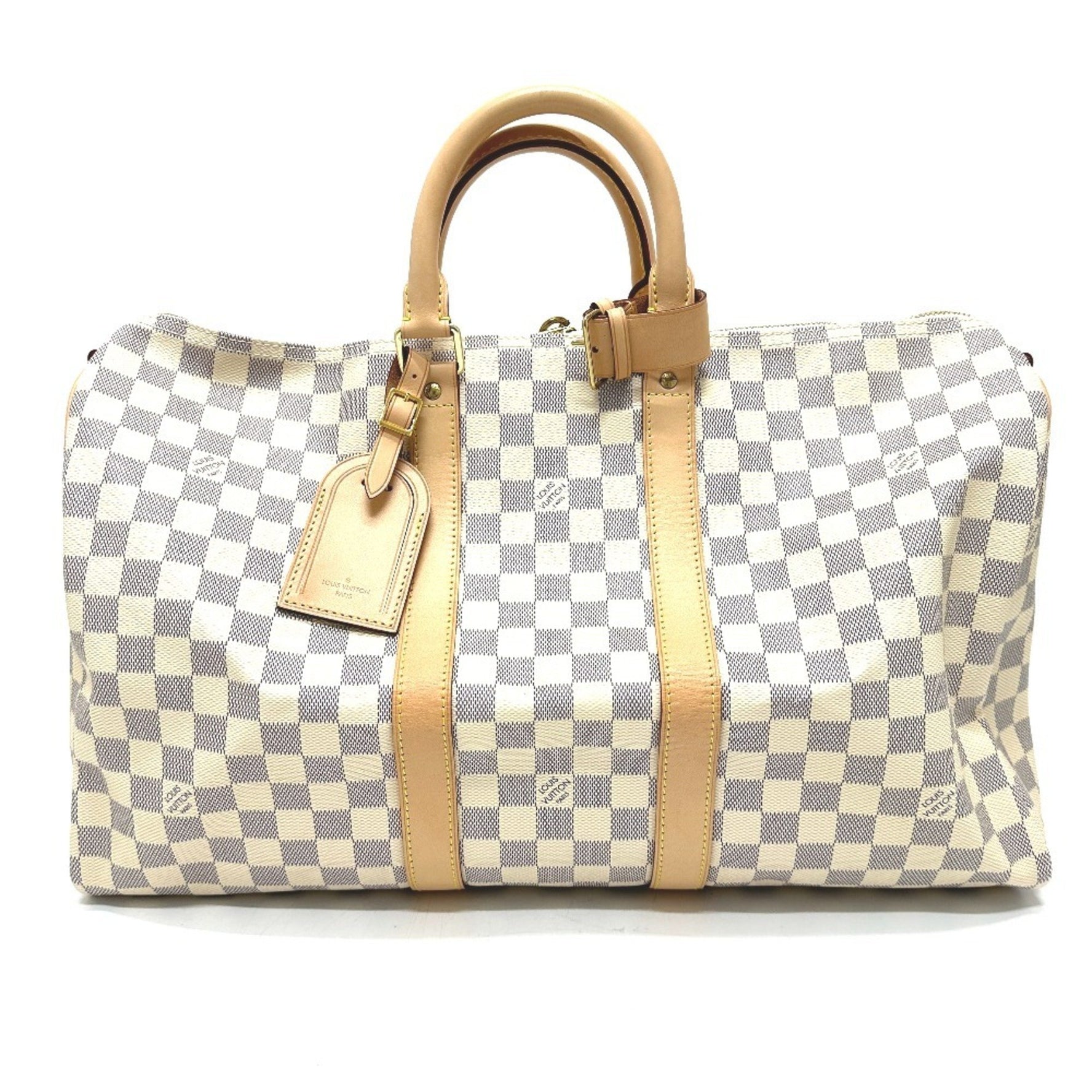 Louis Vuitton Damier Azur Keepall Bandouliere 45 Boston Bag Canvas