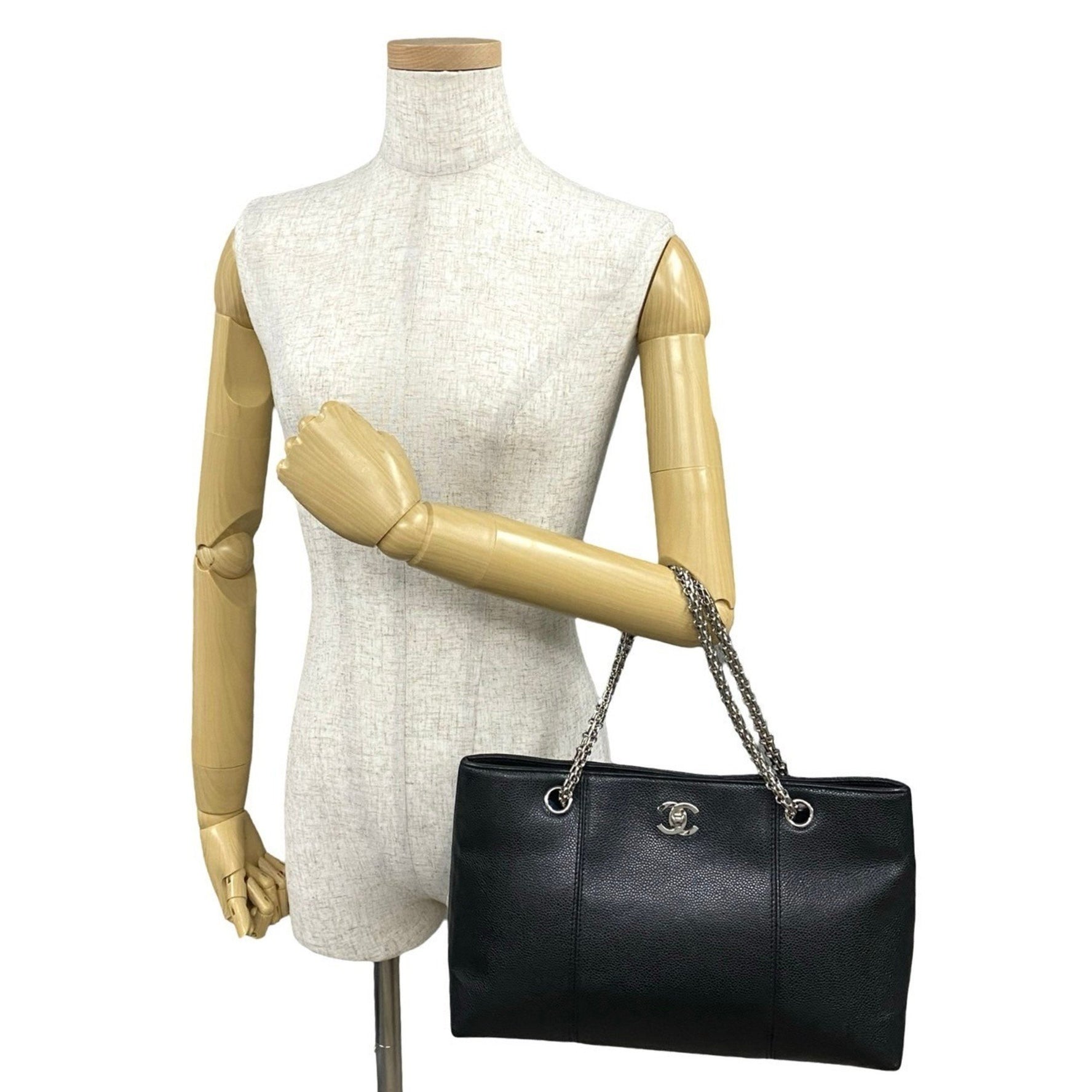 CHANEL Coco Mark Leather Tote Bag, Mini Shoulder