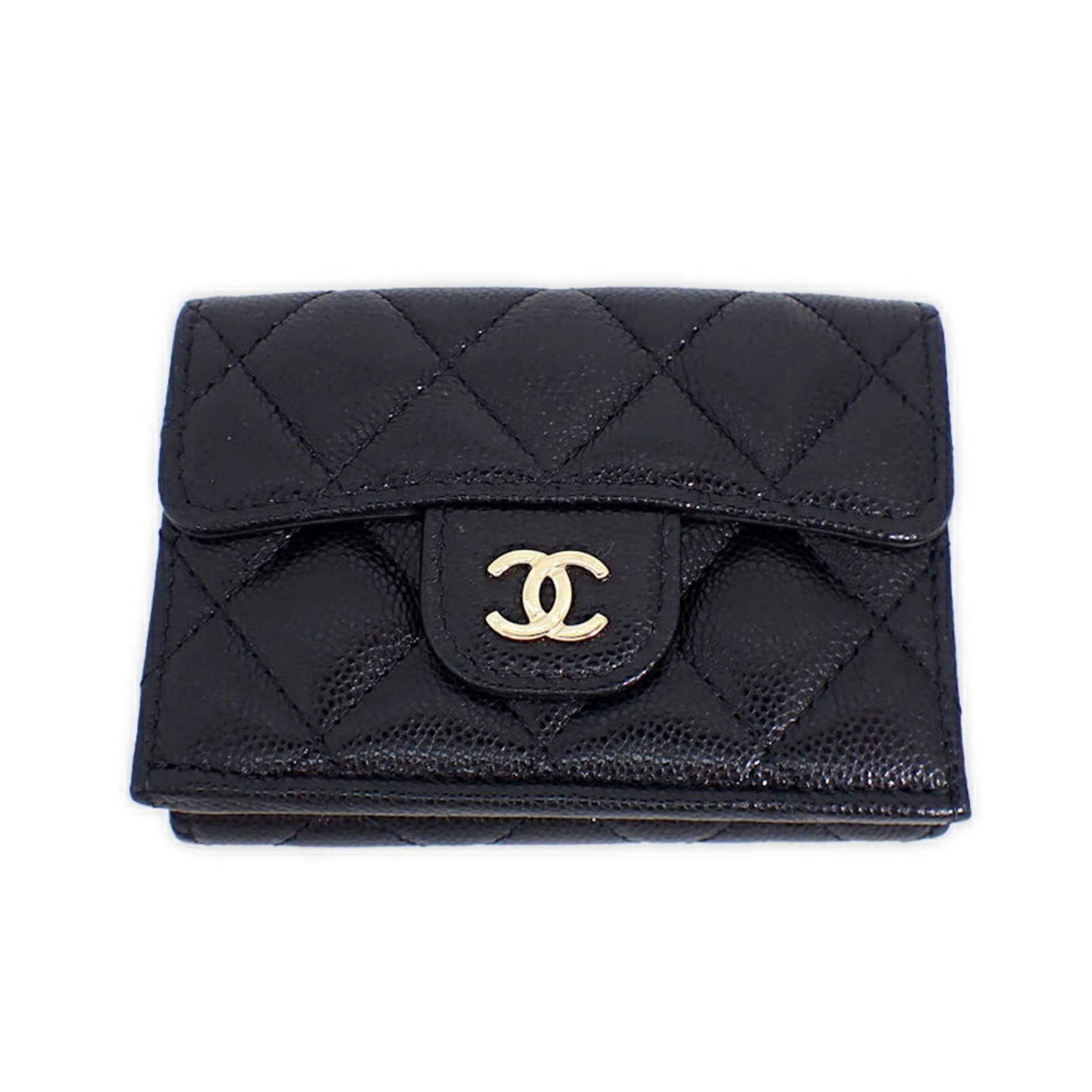 CHANEL Caviar Skin Tri-Fold Wallet