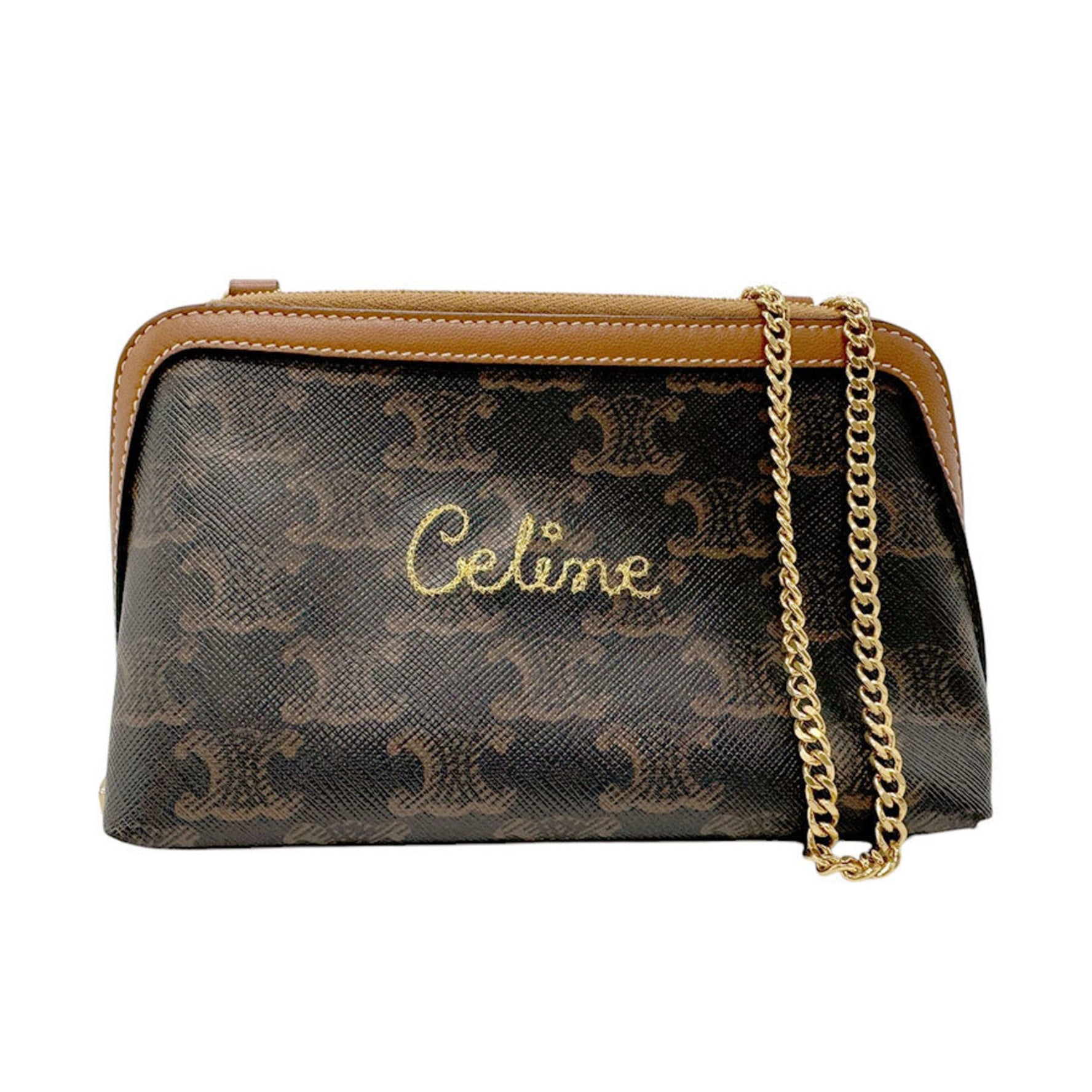 CELINE Shoulder Bag Triomphe Coated Canvas