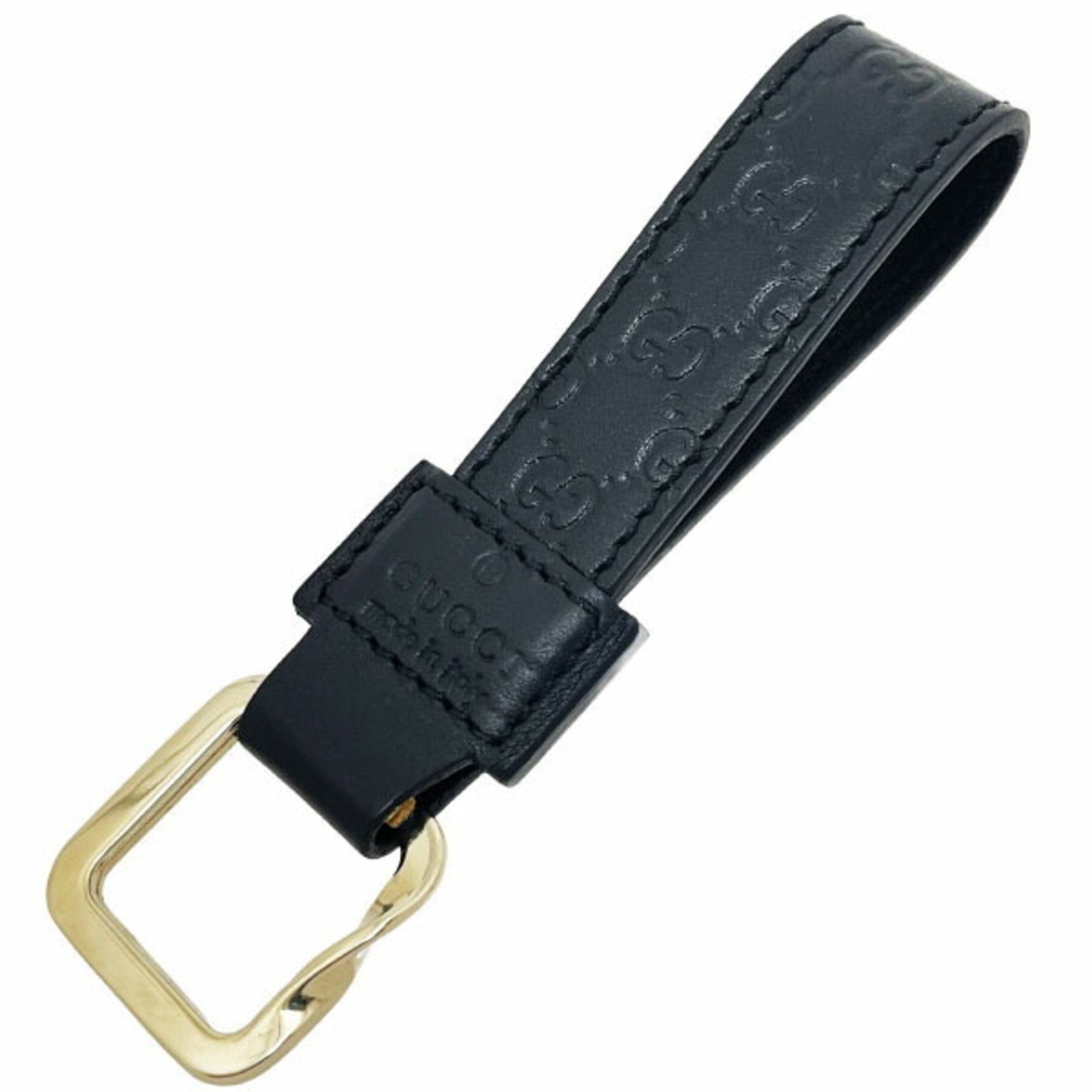 Gucci Keychain Micro Shima Line Loop Keyring Leather GG Square Ring