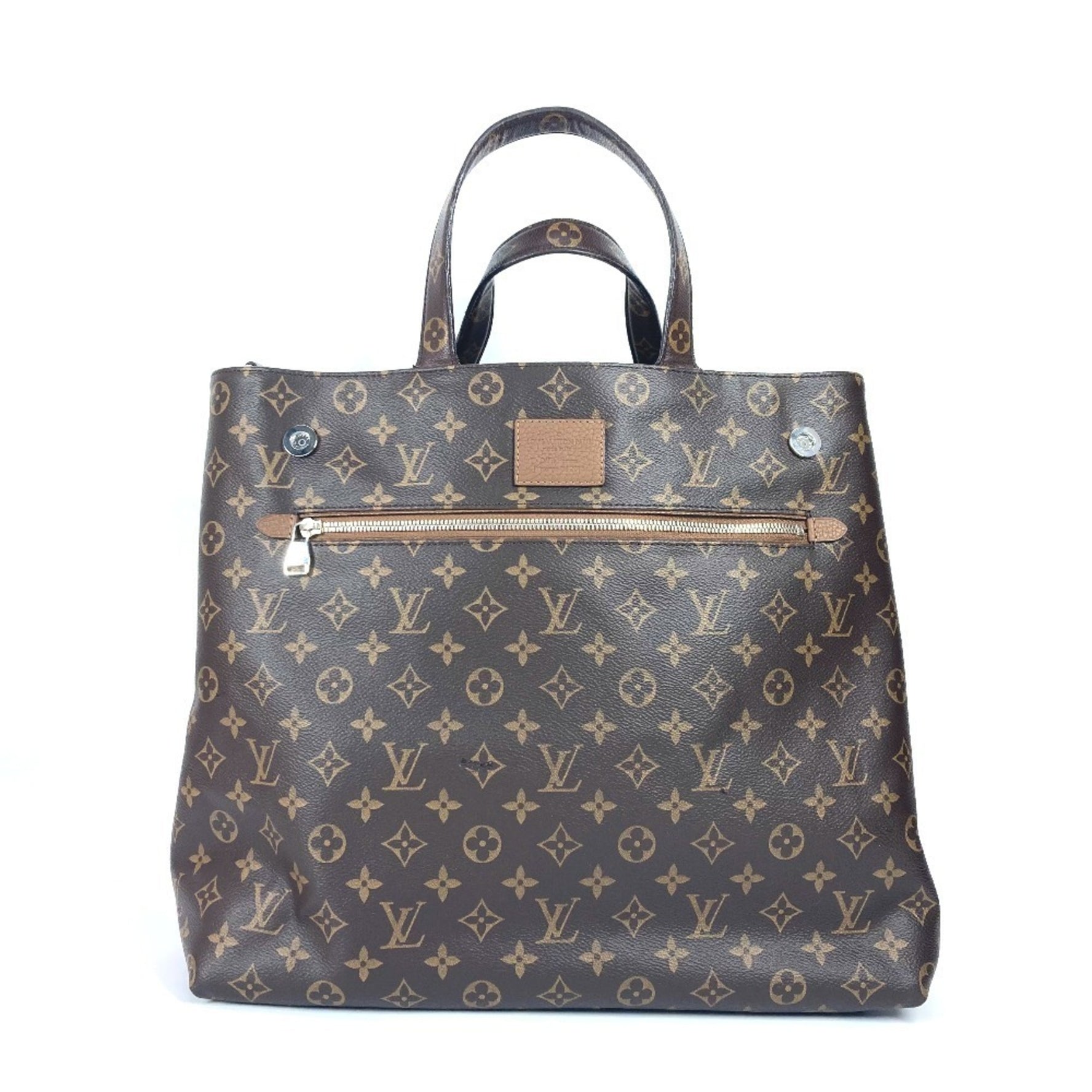 Louis Vuitton Monogram Cuir Tote EW Shoulder Bag Taurillon Leather Canvas Men's