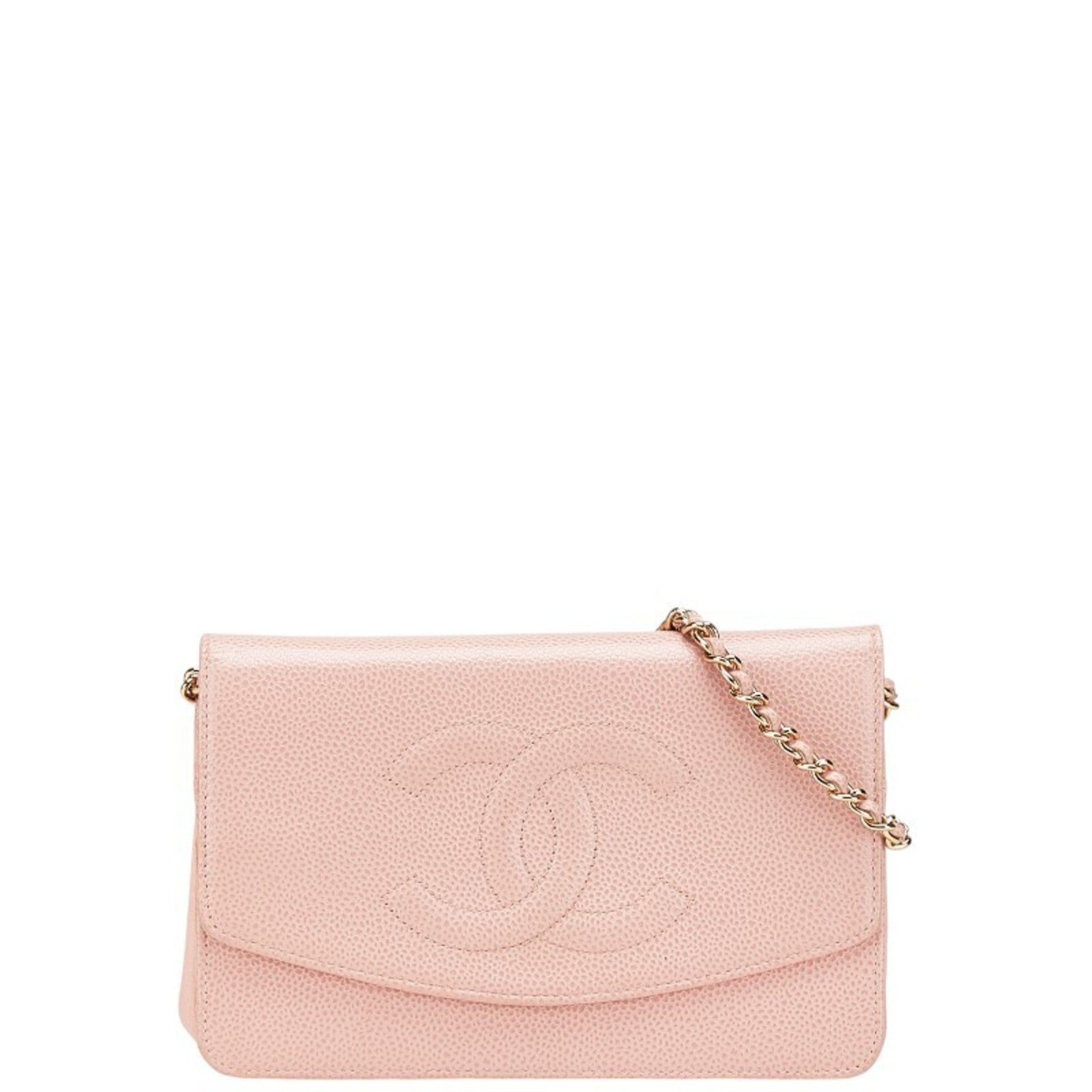 CHANEL Coco Mark Chain Shoulder Wallet in Caviar Skin
