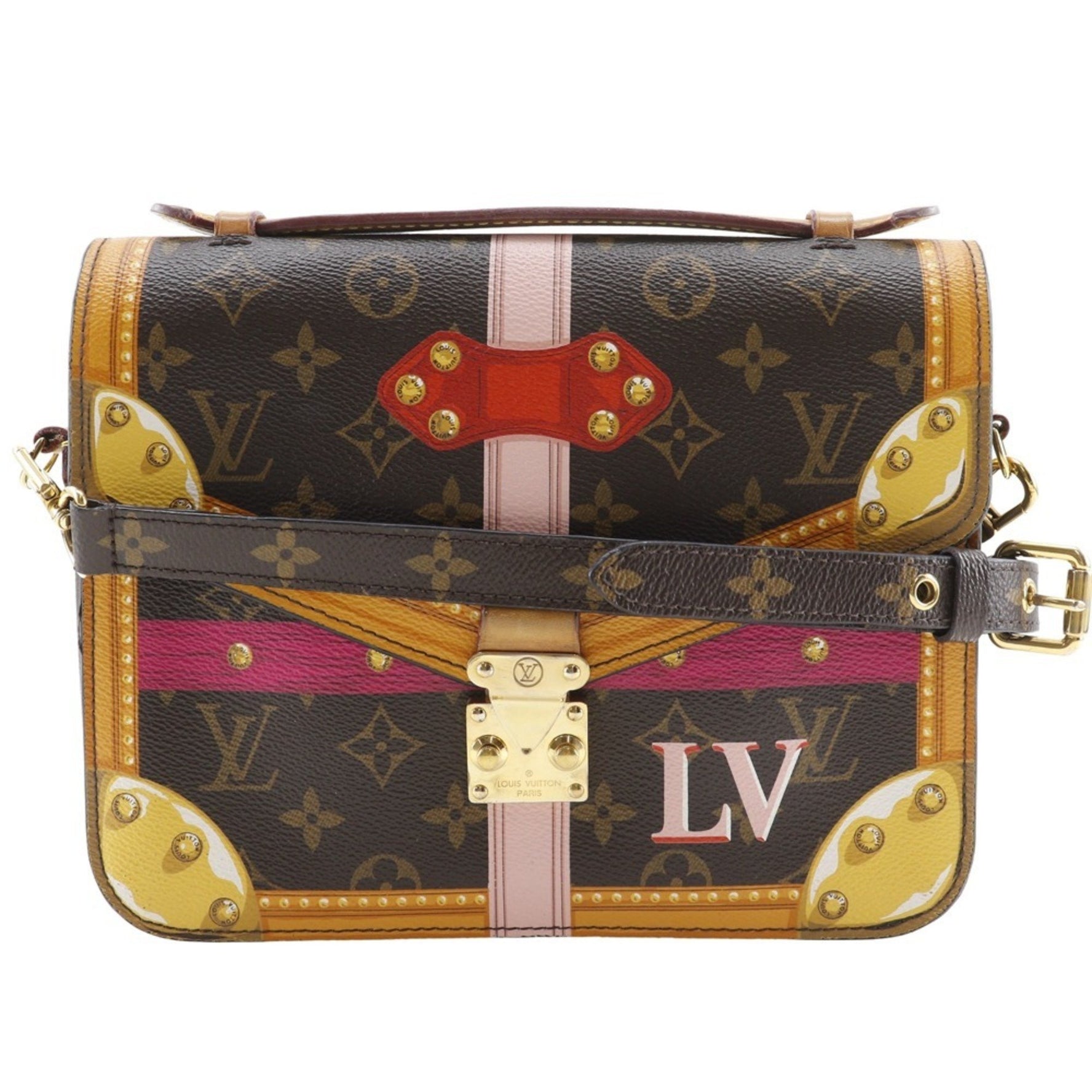 Louis Vuitton Pochette Metis Shoulder Bag Summer Trunk Monogram Canvas 2018 Flap