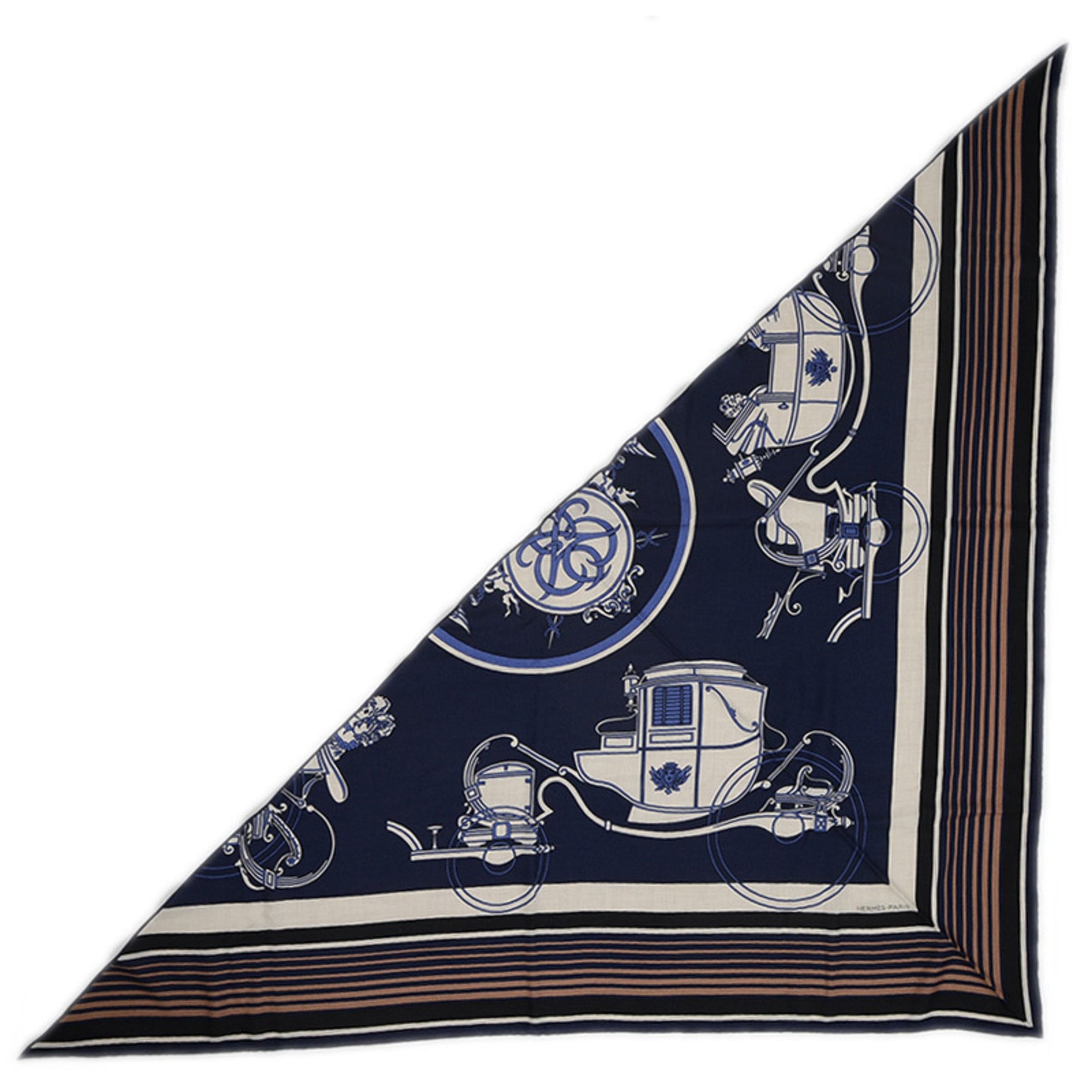 Hermes Hermès Triangle Geant Ex Libris Scarf/Muffler, Cashmere Bag, Natural Cuir, BP