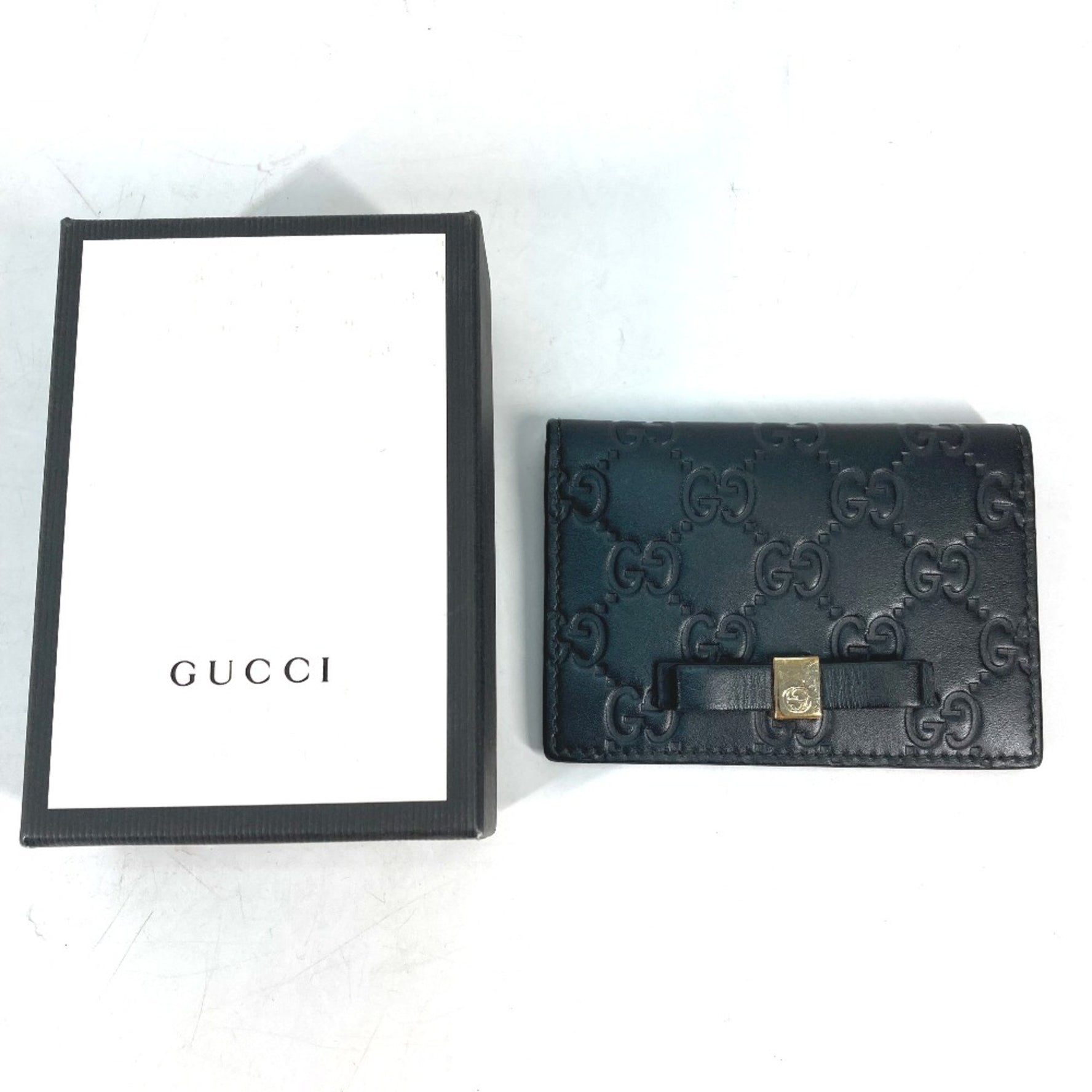 Gucci Guccissima GG Business Card Holder Pass Case Folded Card Case Gold
