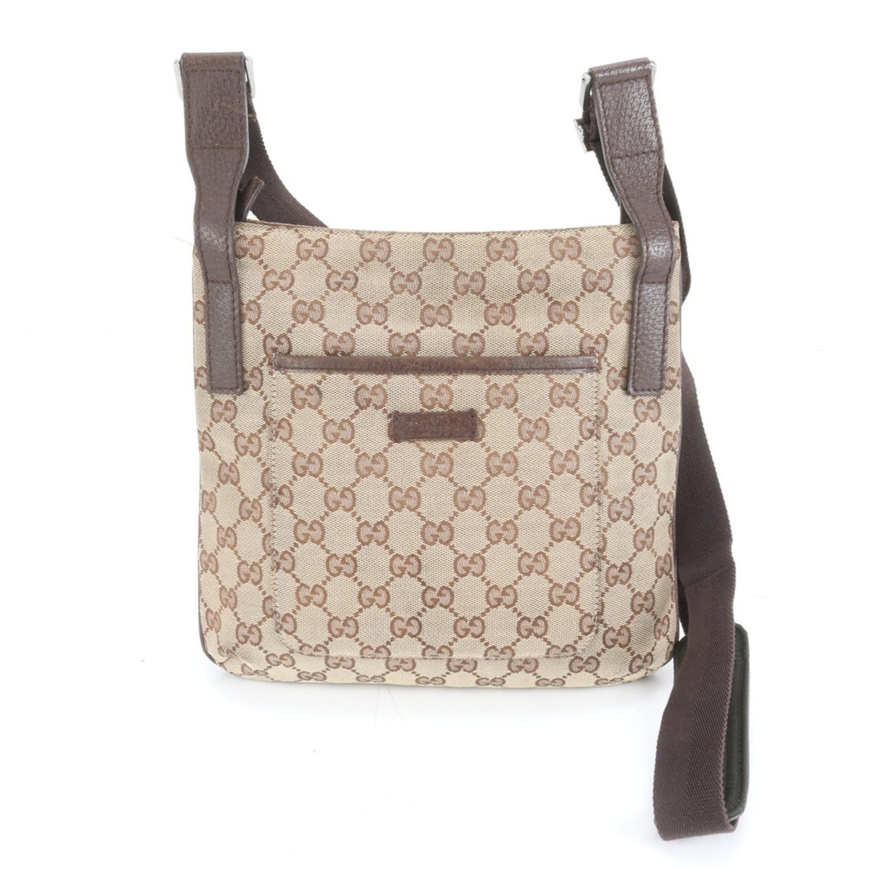 Gucci GG Canvas and Leather Shoulder Bag, Crossbody Messenger