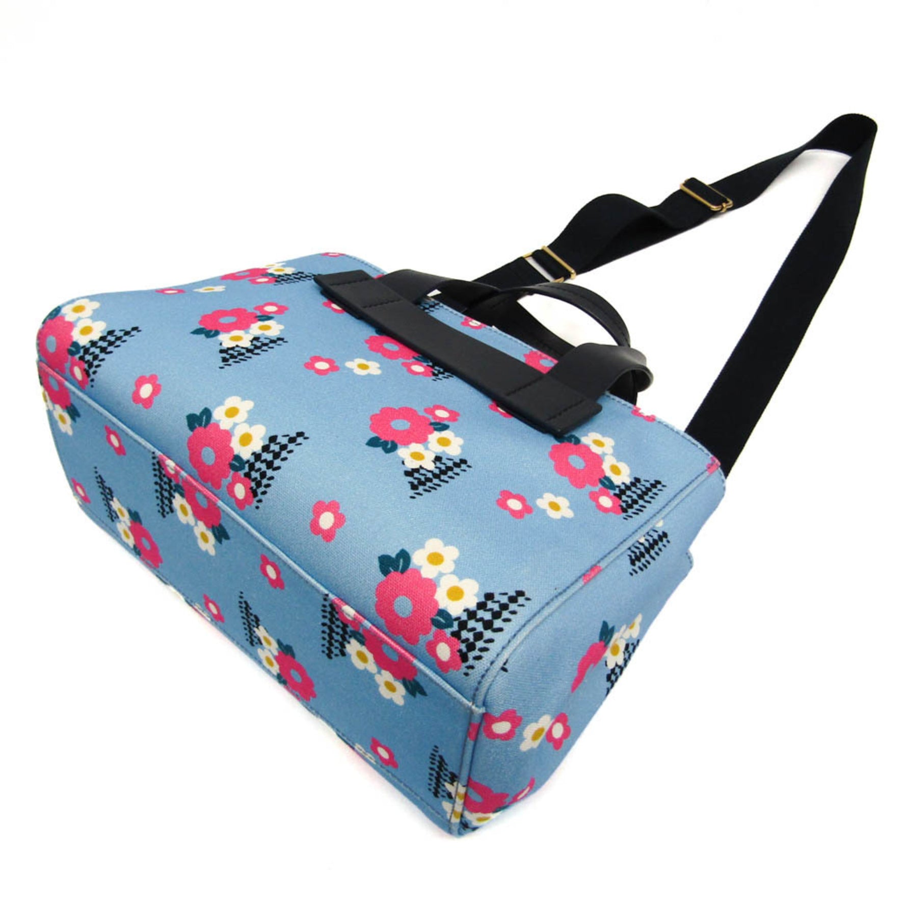Miu Miu CANAPA FIORI Leather,Cotton Handbag,Shoulder Bag Blue,Multi-color,Pink