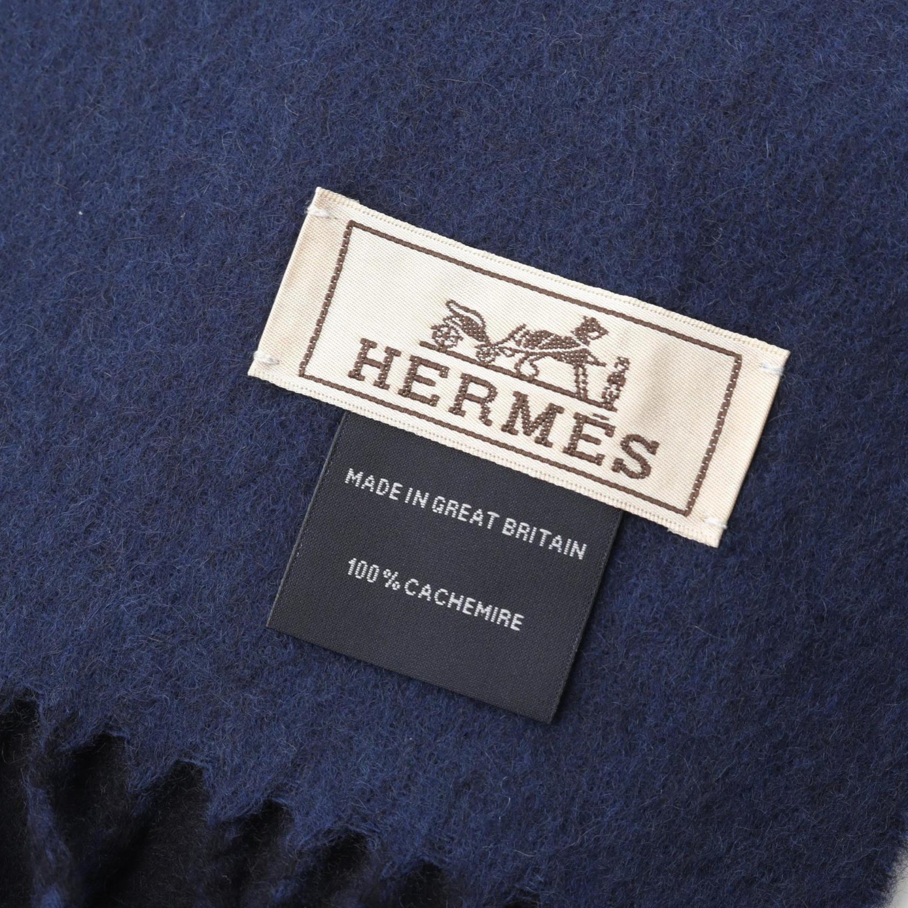 Hermes Hermès Recto Verso Cashmere Scarf in Blue and Navy