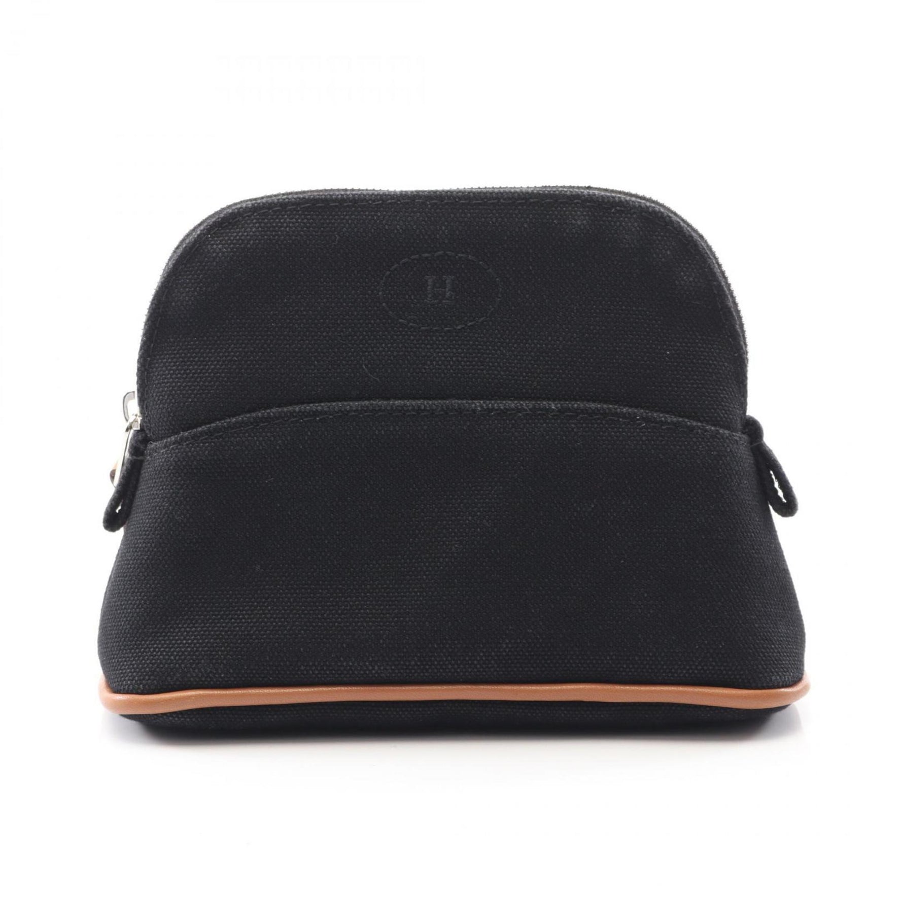 Hermes Hermès Bolide Mini Pouch Bag in Canvas and Leather, Black/Brown