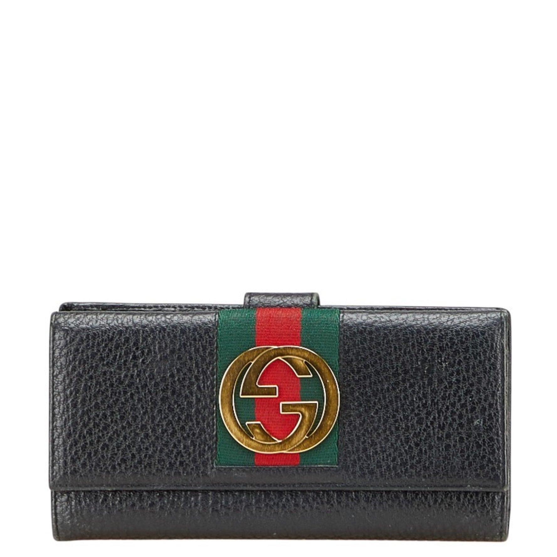 Gucci Sherry Line Interlocking G Double Hook Long Wallet Leather