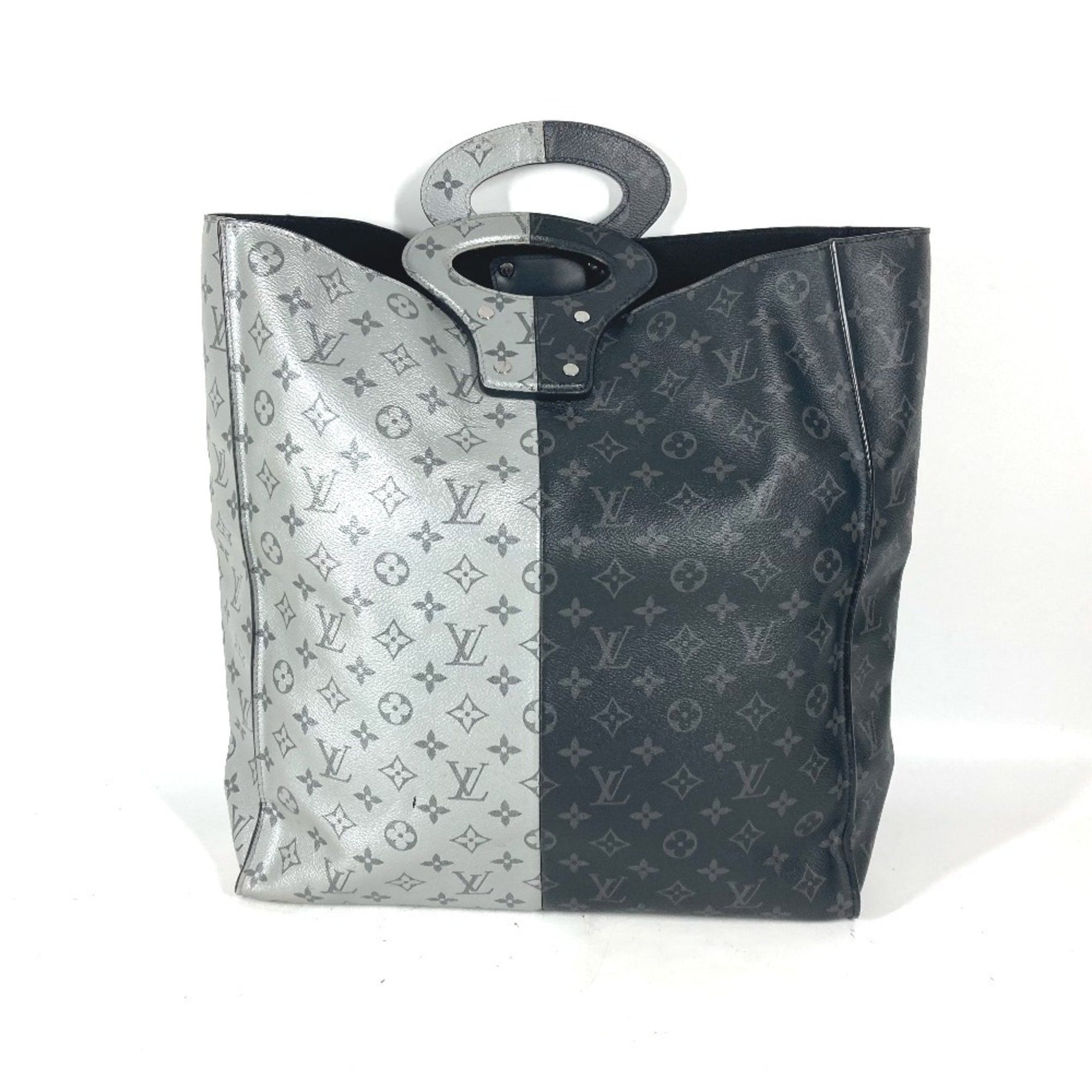 Louis Vuitton Monogram Eclipse Split Tote Handbag Bicolor Bag Canvas Men's Black