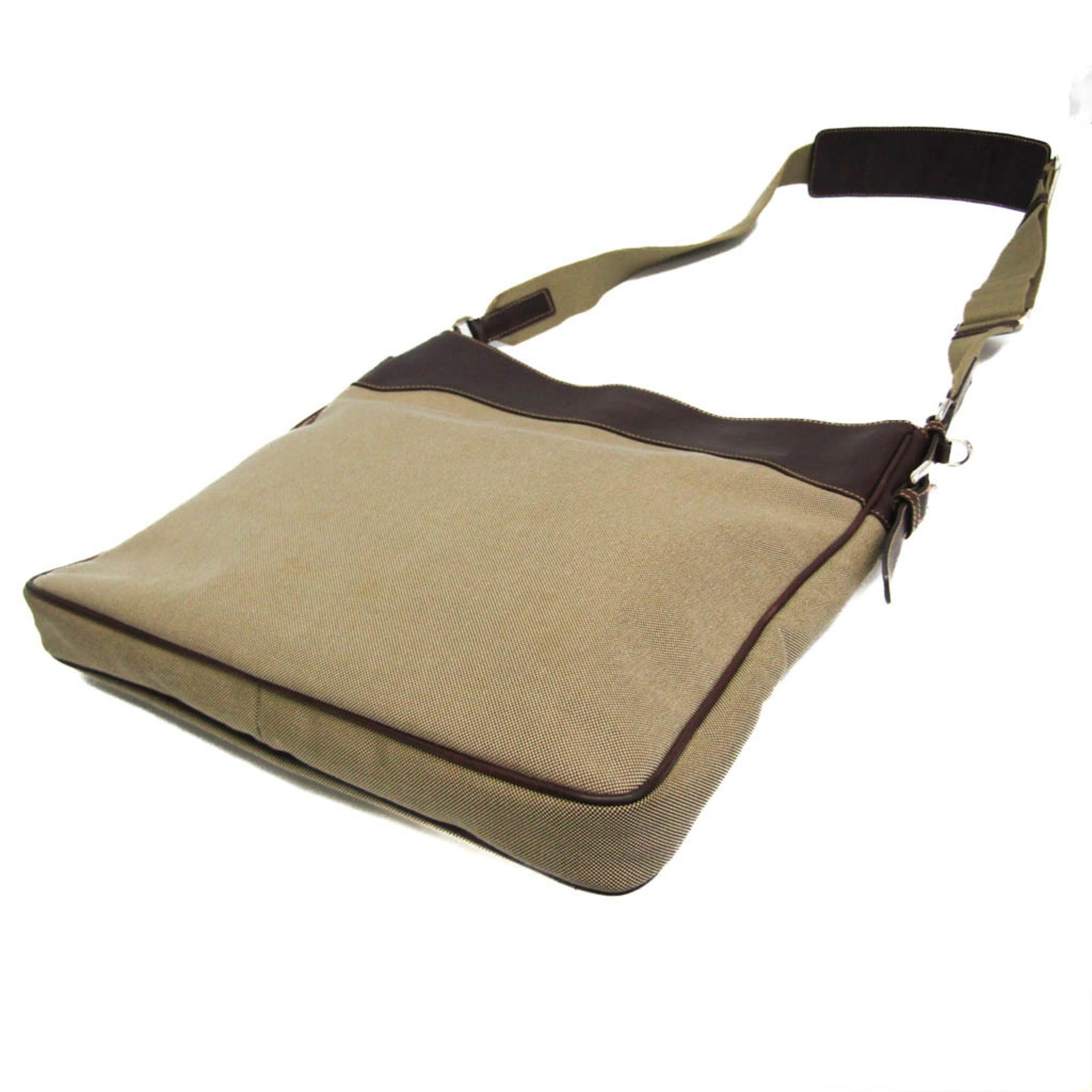 Prada VA0649 Women,Men Leather,Jacquard Shoulder Bag Beige,Dark Brown