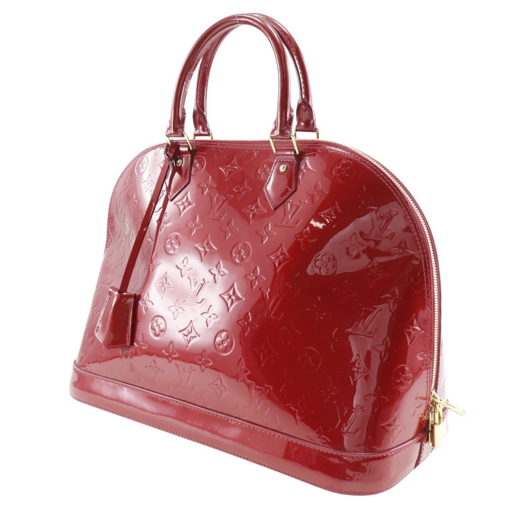 Louis Vuitton Alma GM Handbag Monogram Vernis Pomme d'Amour 2013 Red Double