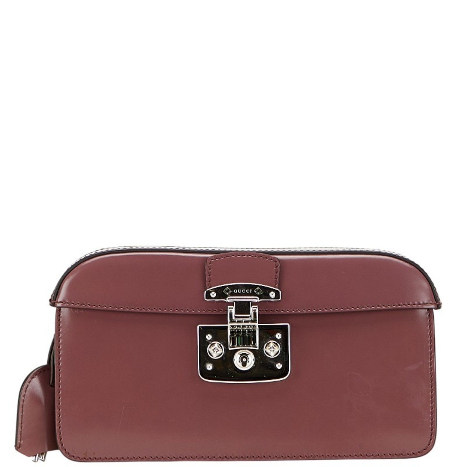 Gucci Ladylock Clutch Bag Red and Silver Leather