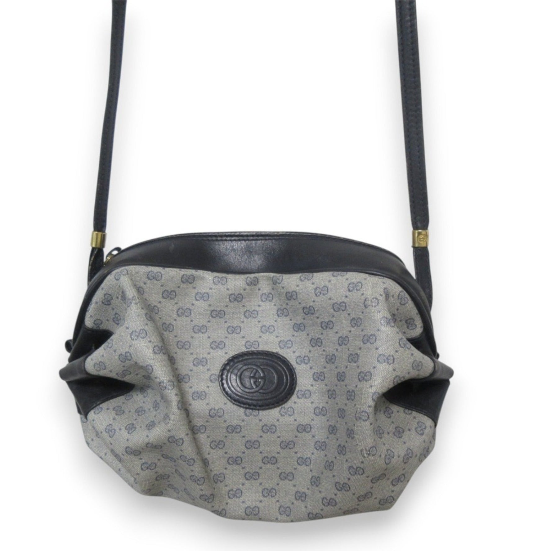 GUCCI Old Vintage Micro GG Shoulder Bag Gray x Navy