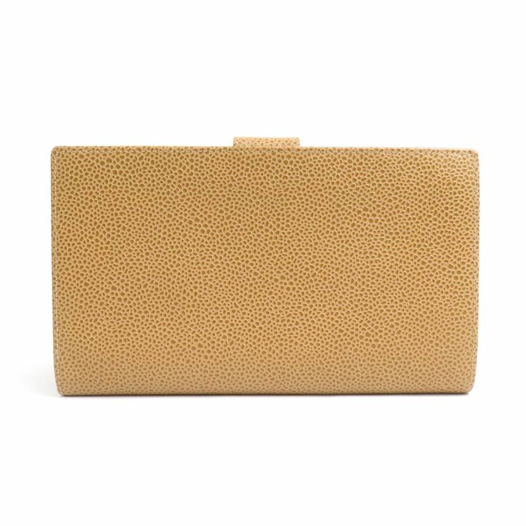CHANEL Bi-fold Wallet Coco Mark Caviar Skin Leather Gold