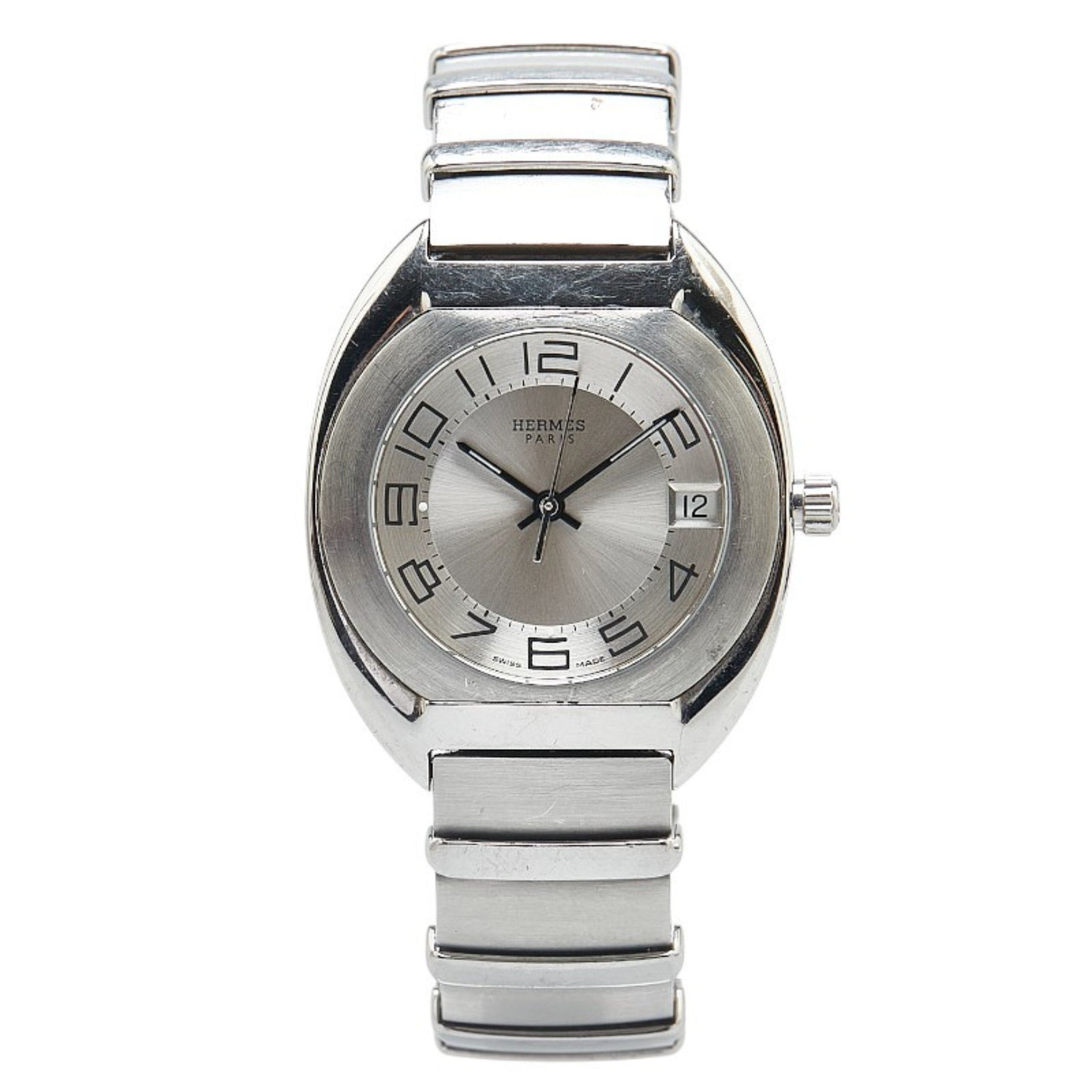 Hermes Espace Watch Quartz Silver Dial Stainless Steel