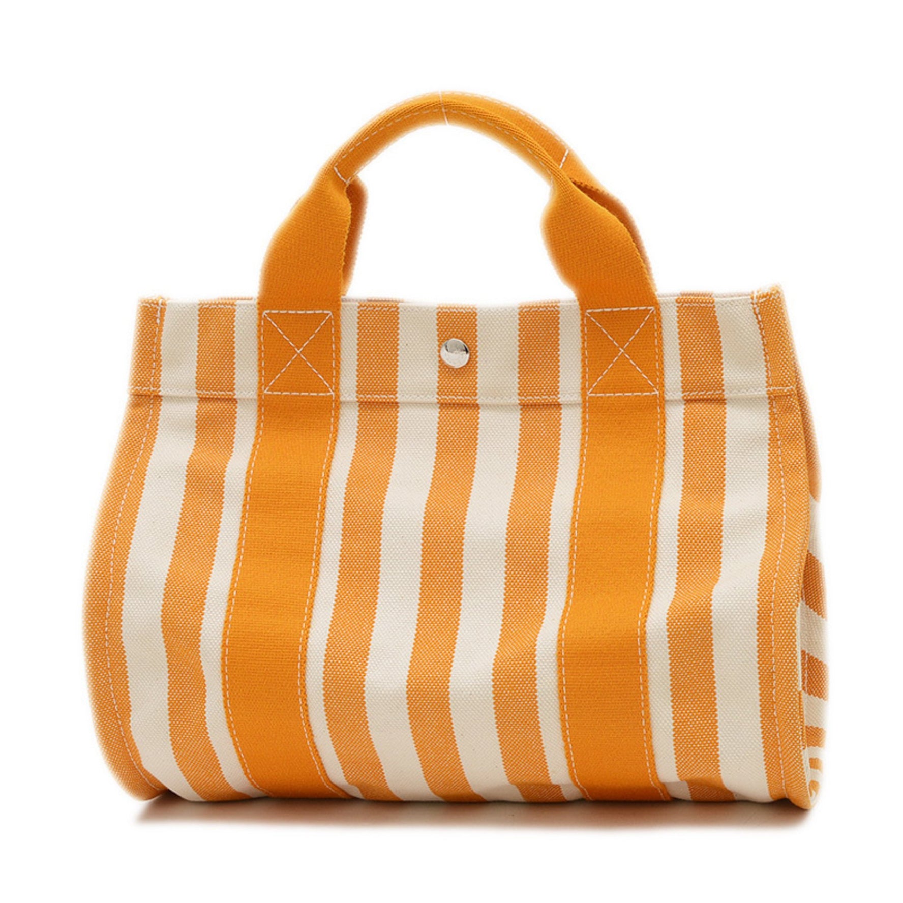 Hermes Hermès Cannes PM Tote Bag Canvas Orange White BP