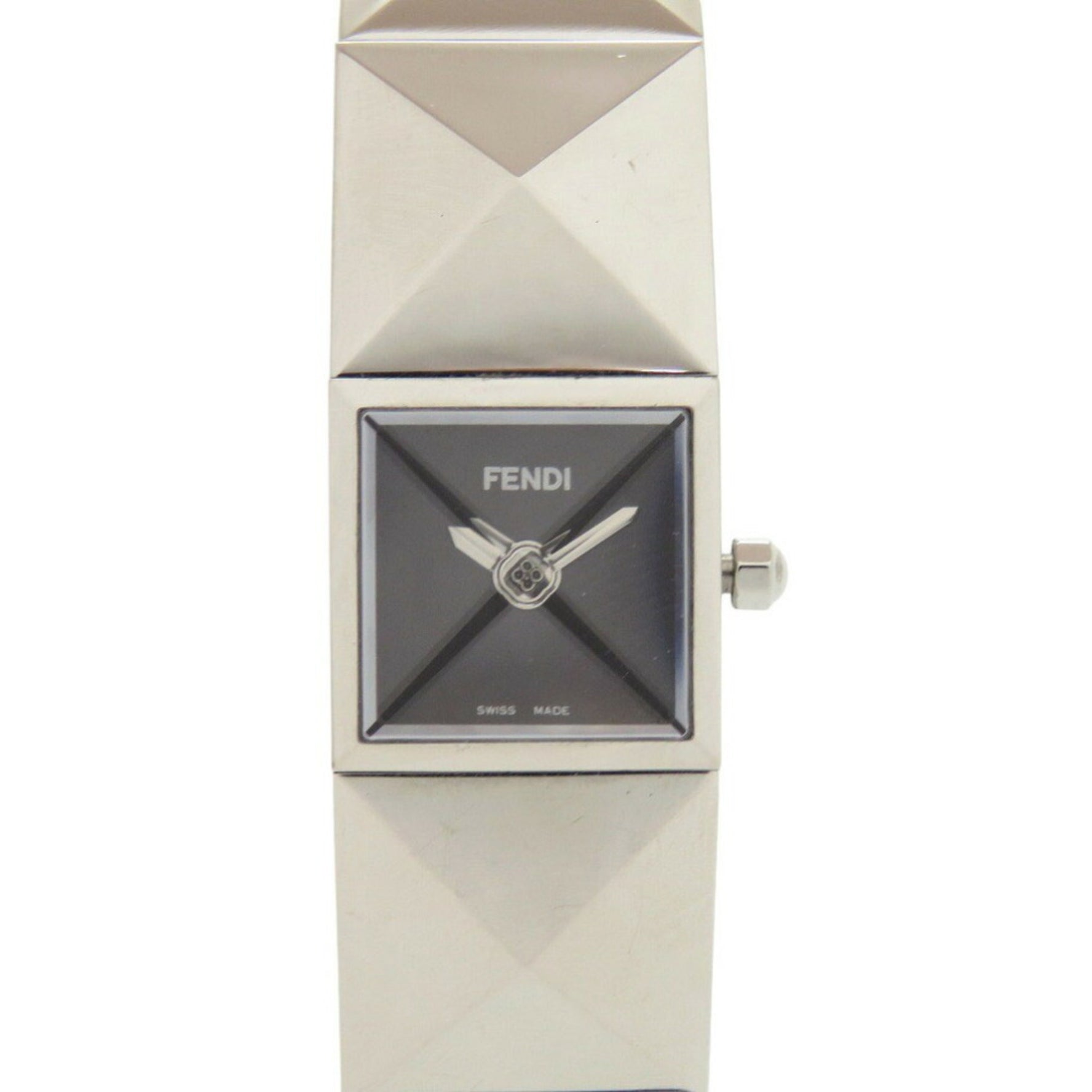 Fendi Pyramid Stainless Steel Black and Silver Quartz Watch with Dial