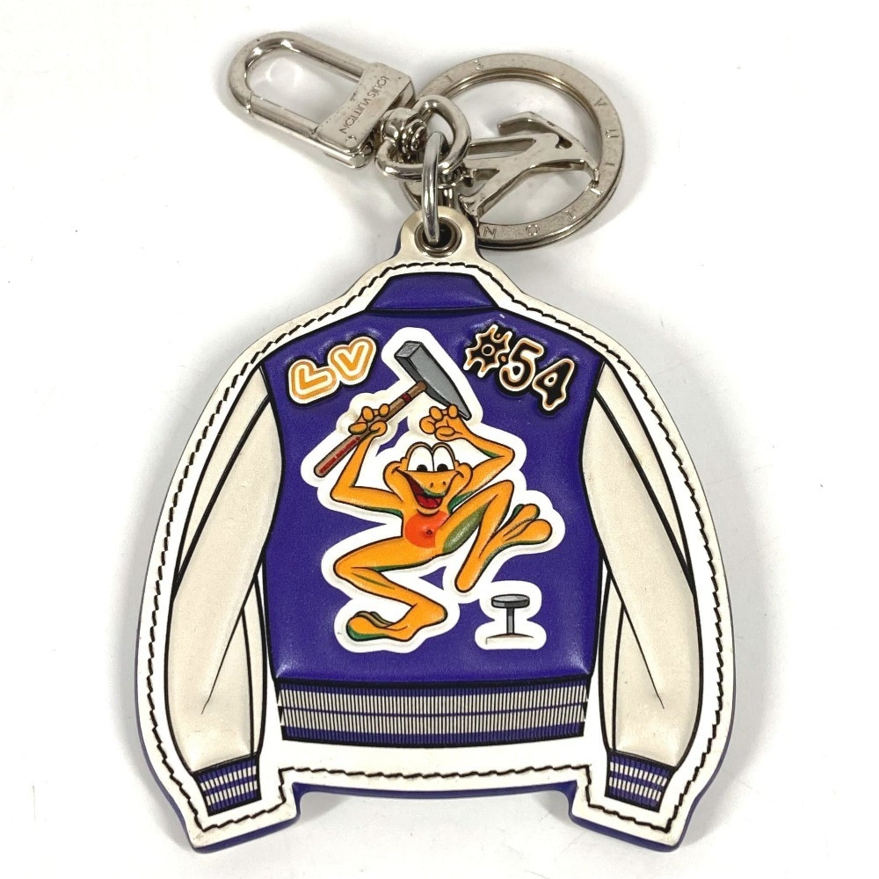 LOUIS VUITTON Porte-Clés LV Varsity Jacket Key Ring Bag Charm Stadium Keychain Leather Purple Men's and