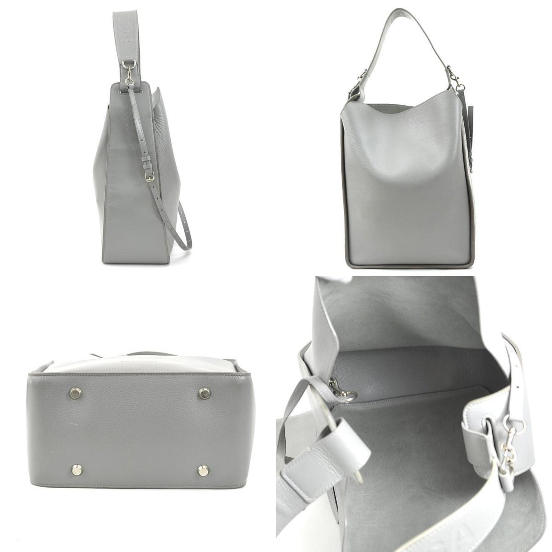 BALENCIAGA Shoulder Bag North South Leather Grey