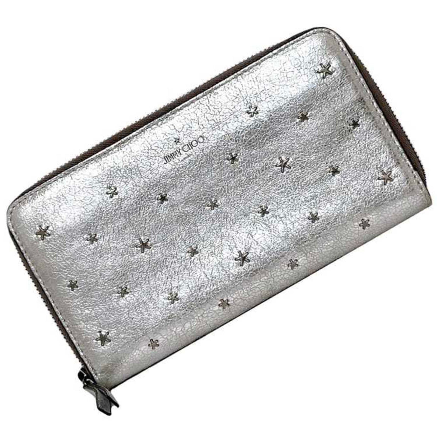 Jimmy Choo Round Long Wallet Leather Studs Star Metallic Ladies Pattern