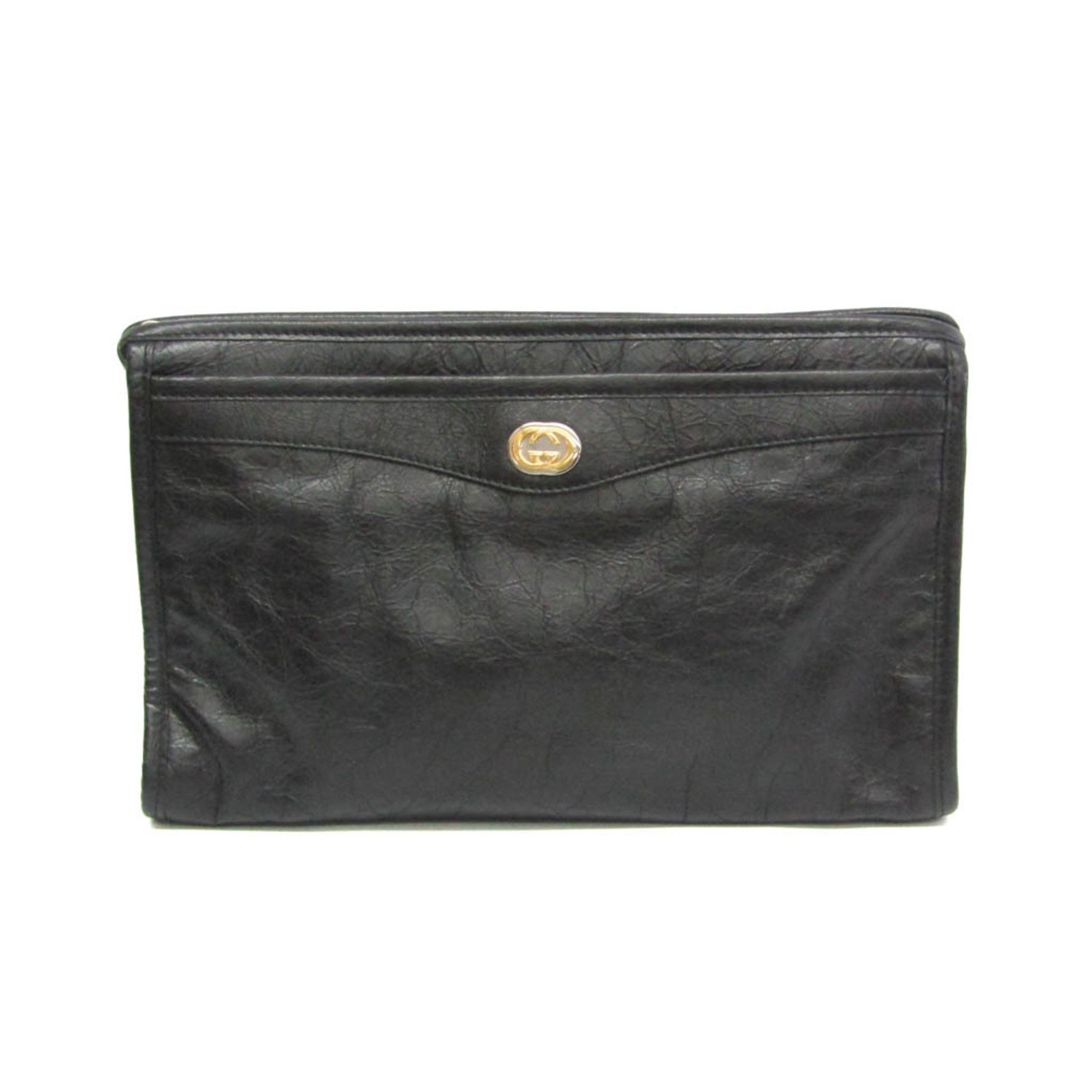 Gucci Interlocking Women,Men Leather Clutch Bag
