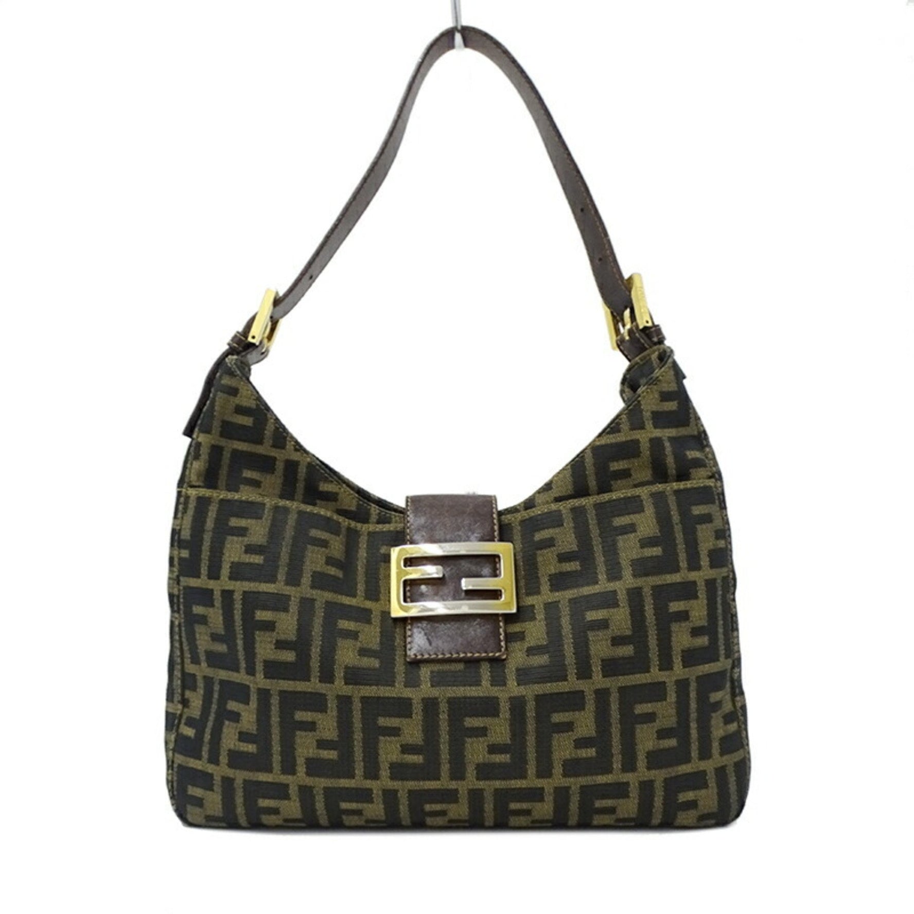 FENDI Shoulder Bag Zucca Canvas Brown Khaki