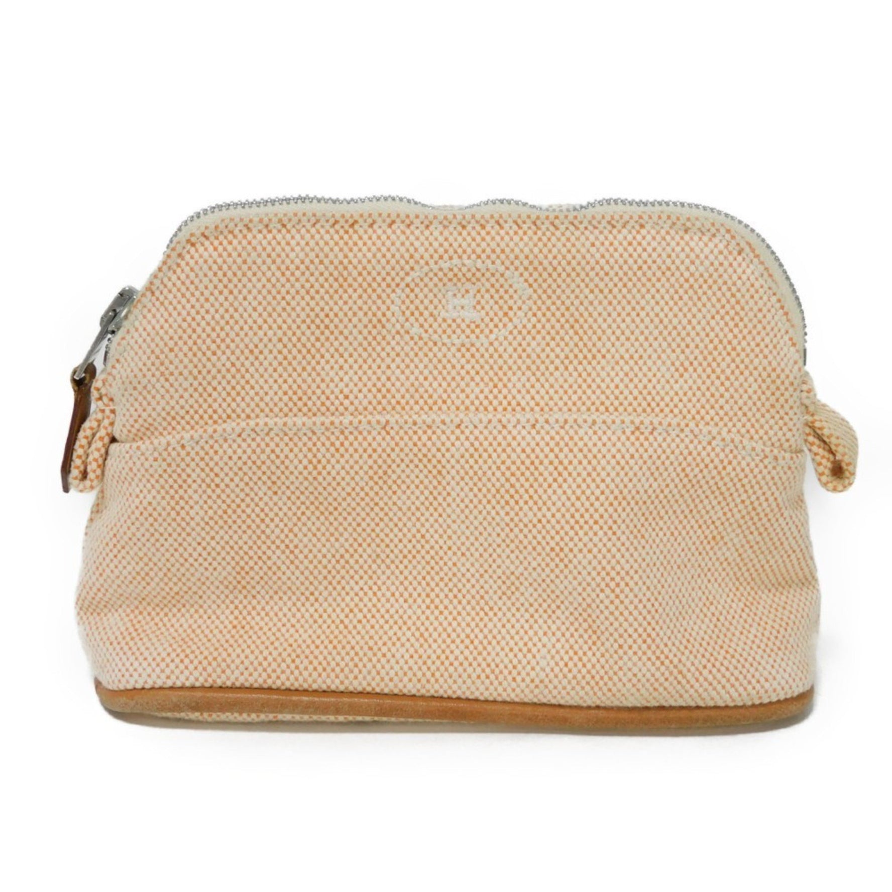 Hermes Clutch Bag Bolide Pouch Mini 16 TPM H Cotton Orange Mark Toile Ecru MADE IN FRANCE Stamp Men's