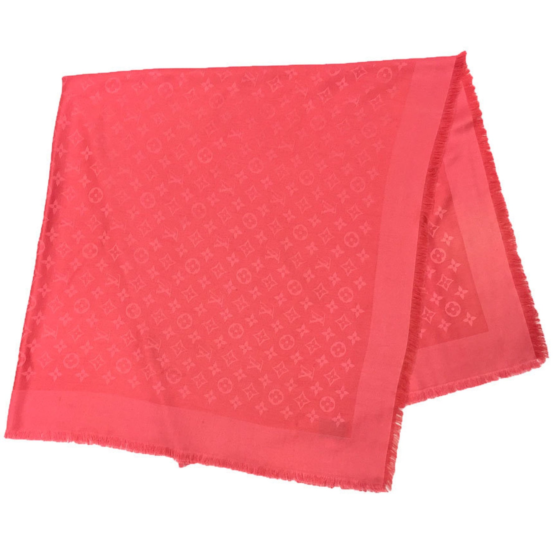 Louis Vuitton Shawl Monogram Stole Large Silk x Wool Raspberry Small