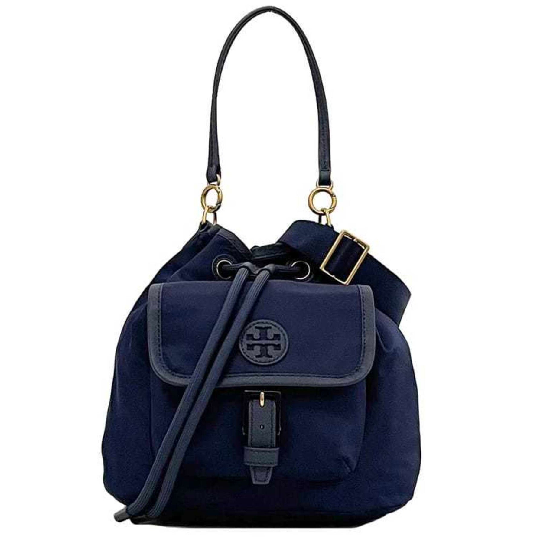 Tory Burch shoulder bag Era nylon leather crossbody handbag bucket blue compact
