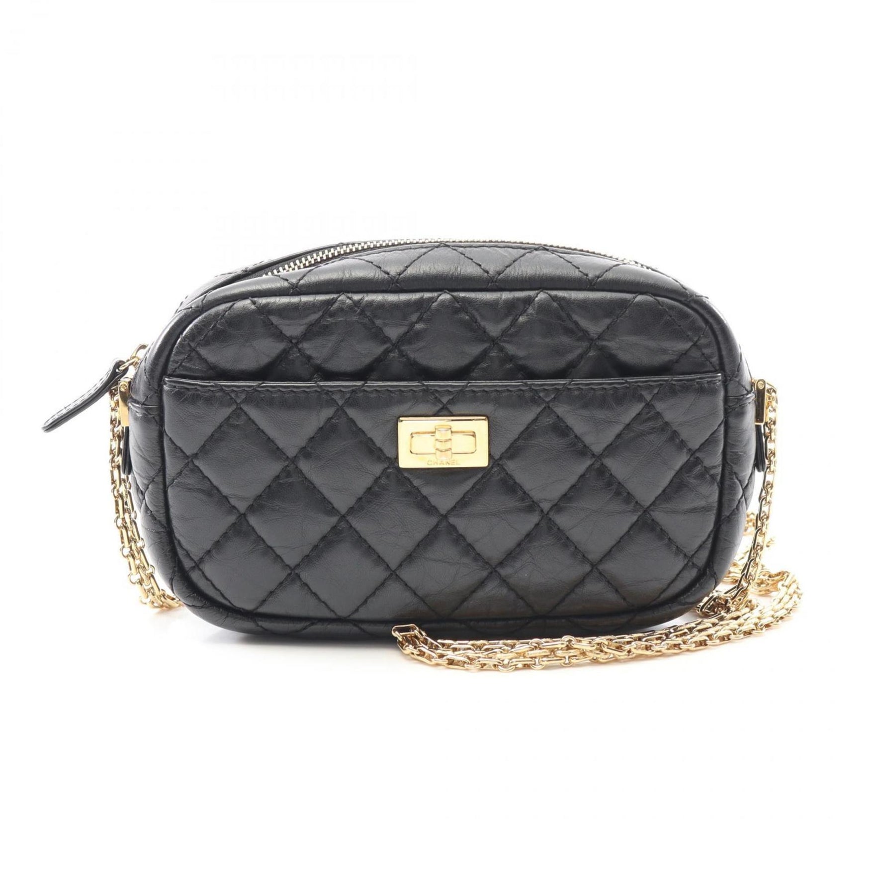 CHANEL 2.55 Chevron V-Stitch Camera Bag Shoulder Calfskin (Cowhide)