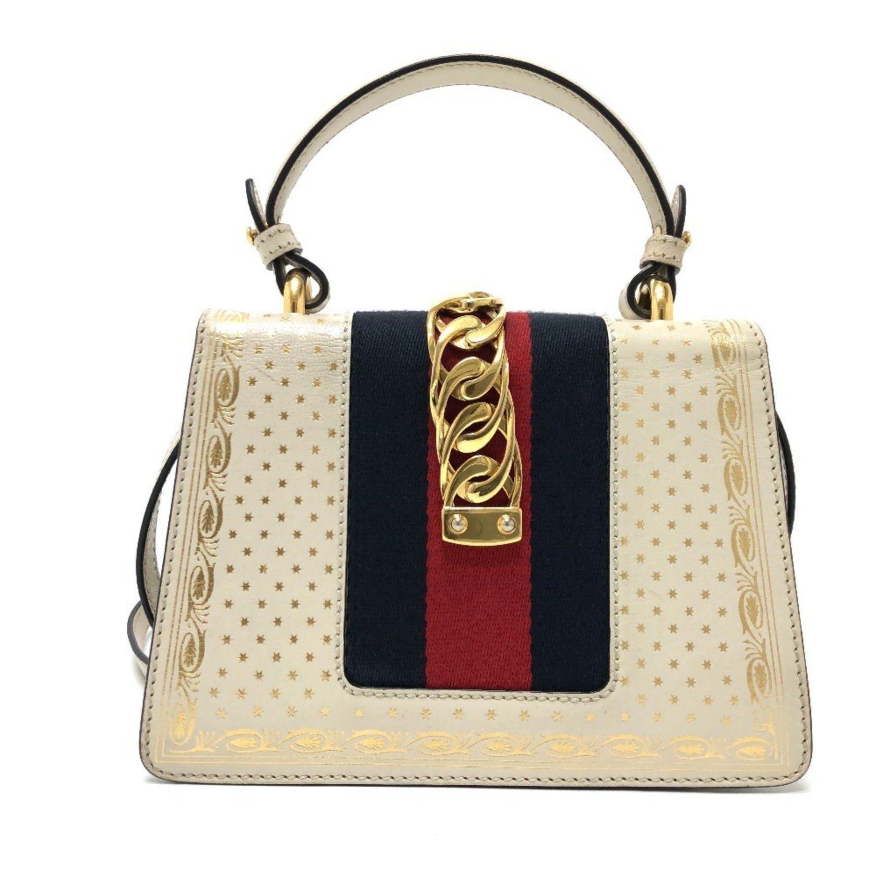 GUCCI Sylvie Bag, Handbag/Shoulder Leather, White