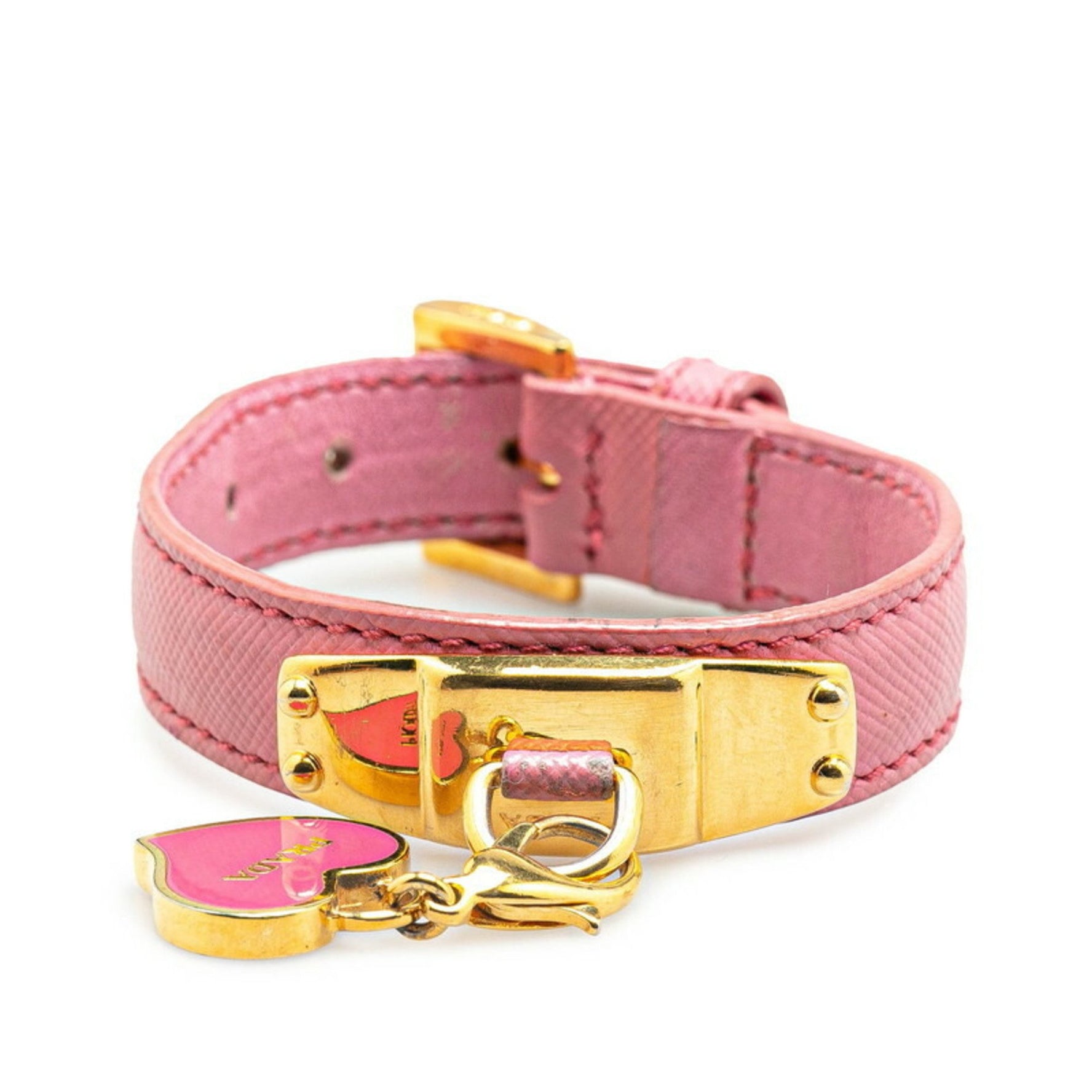 Gucci Heart Motif Bracelet Gold Leather